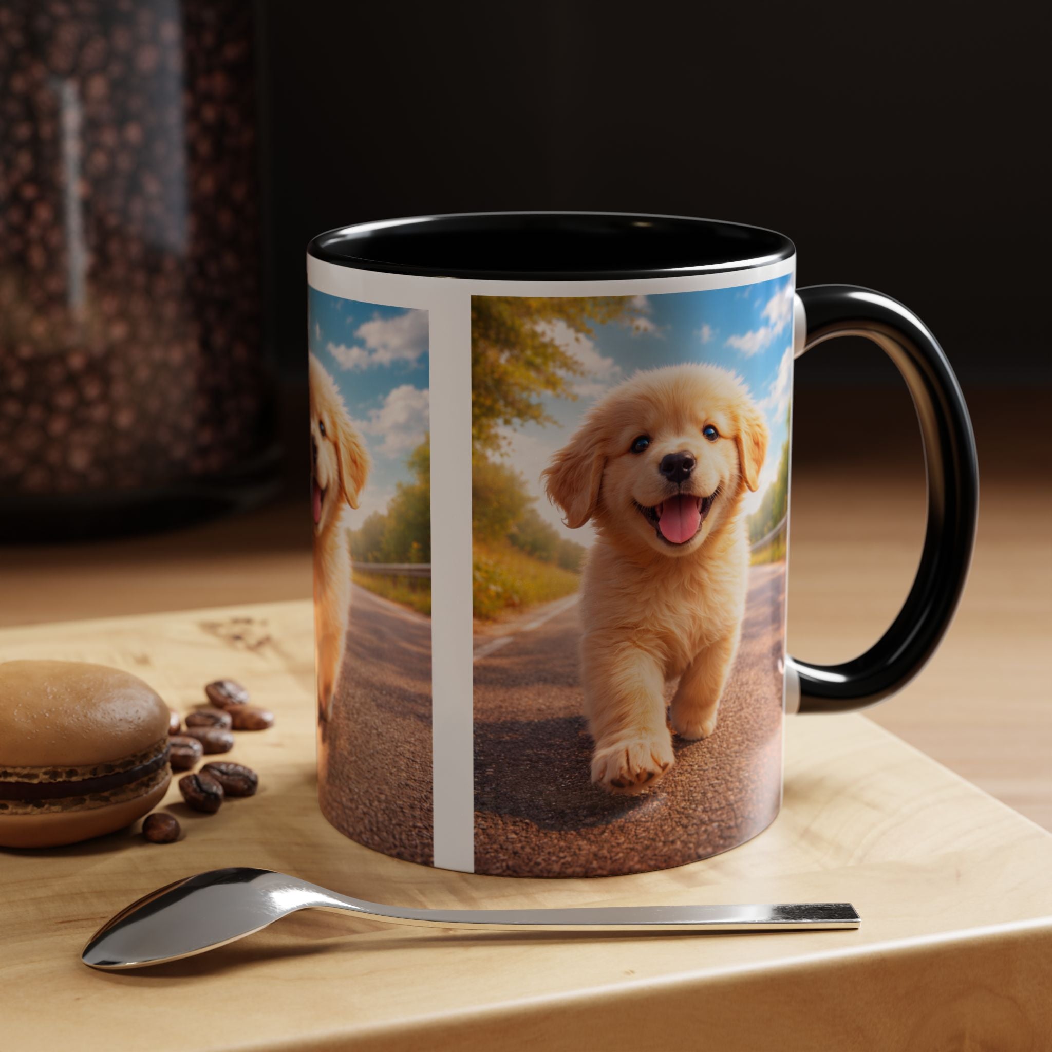 Golden Retriever Puppy Accent Coffee Mug — Cute Dog Photo Ceramic Mug (11/15oz)