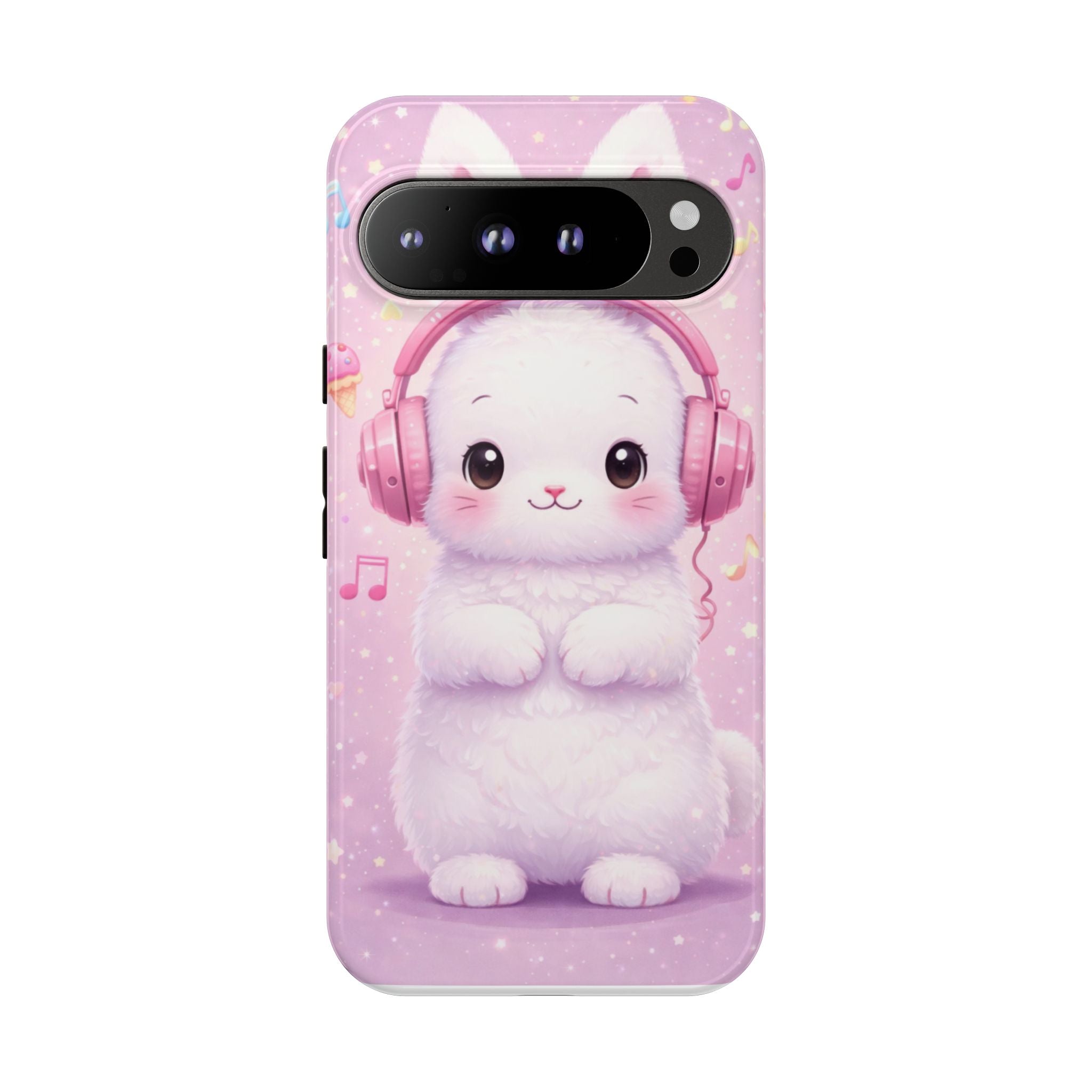 Pastel Bunny with Pink Headphones Phone Case | Dual-Layer Protective Case