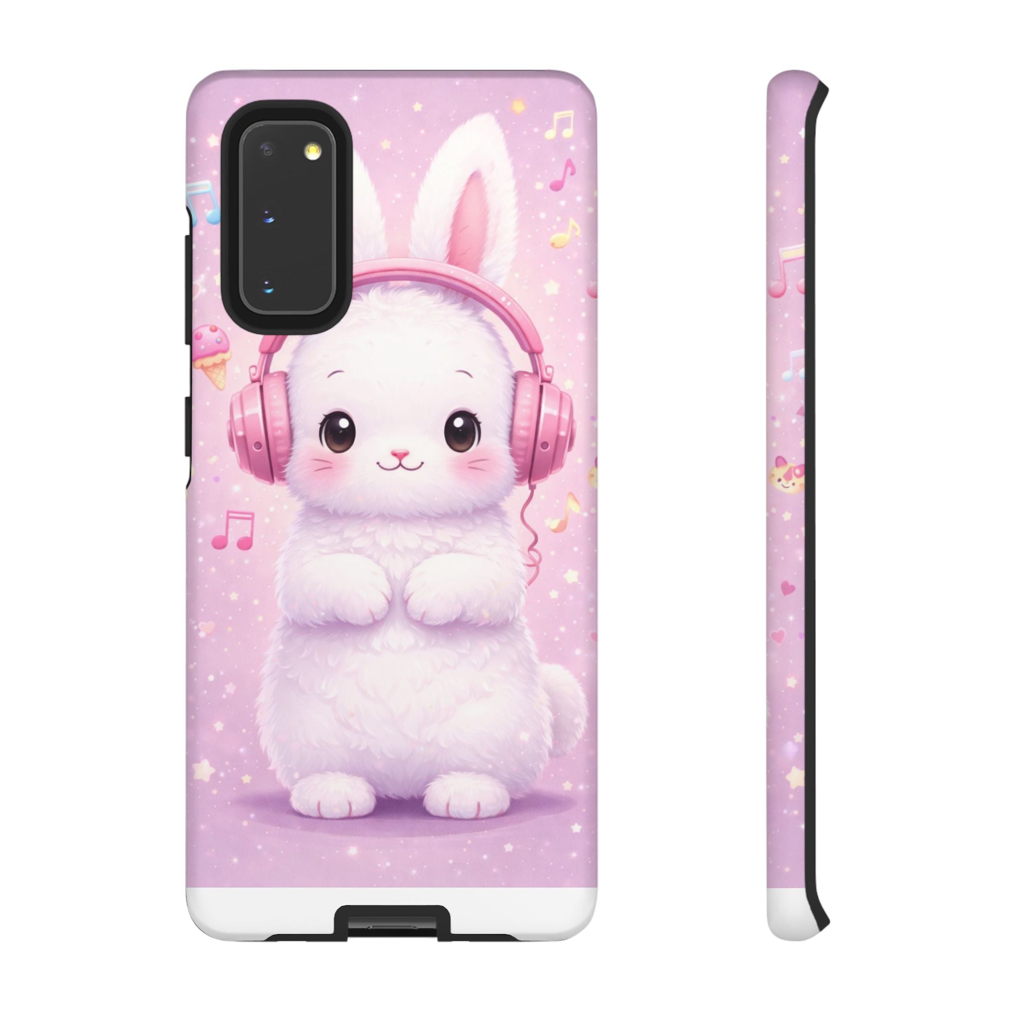 Pastel Bunny with Pink Headphones Phone Case | Dual-Layer Protective Case