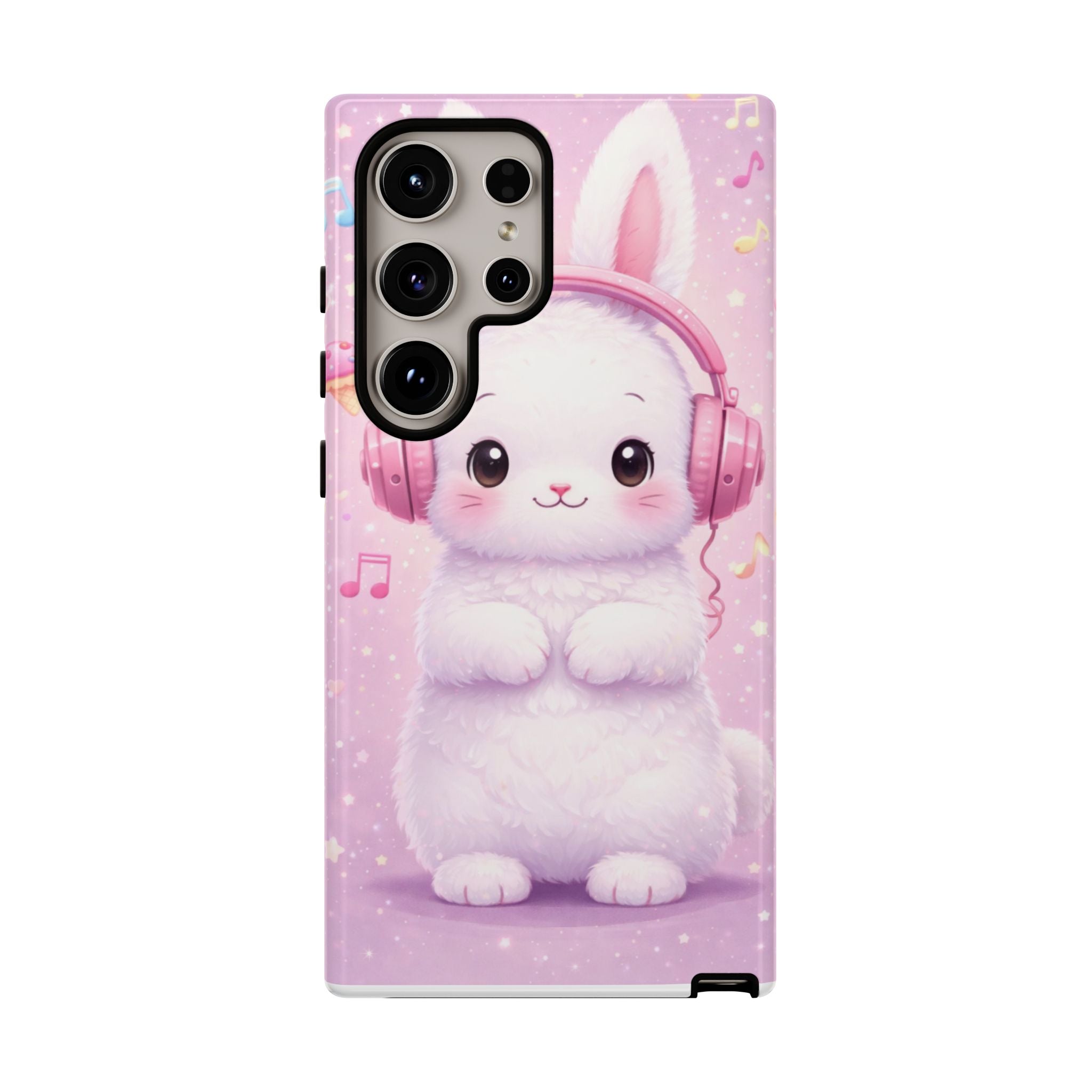 Pastel Bunny with Pink Headphones Phone Case | Dual-Layer Protective Case