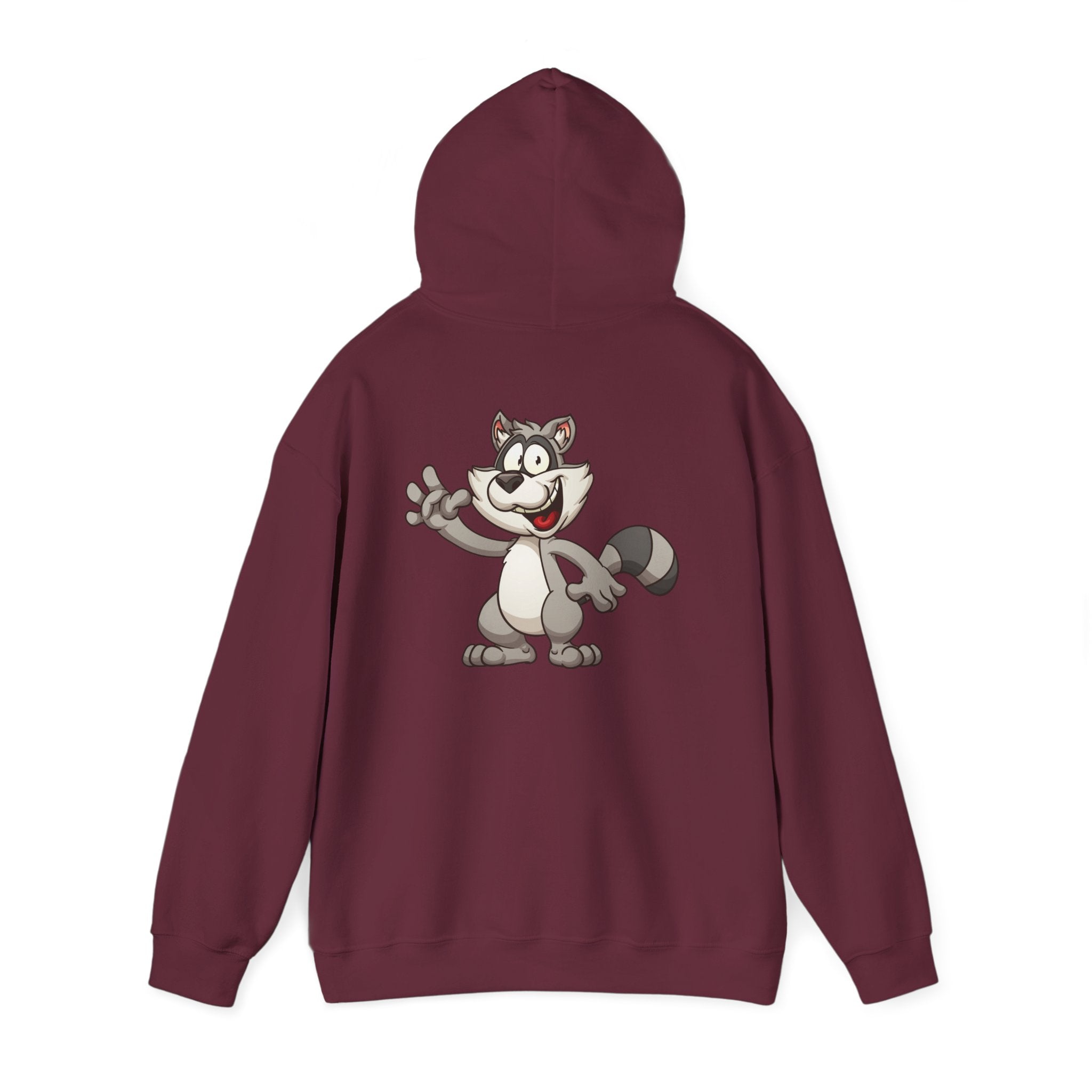 VIBES Graphic with Cartoon Raccoon Hoodie | Retro Cozy Sweatshirt