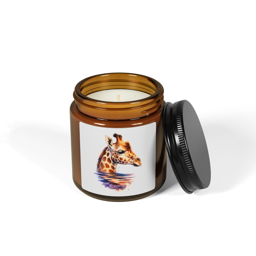 Amber Giraffe Soy Candle Amber Jar | Scented Soy Candle, Reusable Glass, Natural Wax