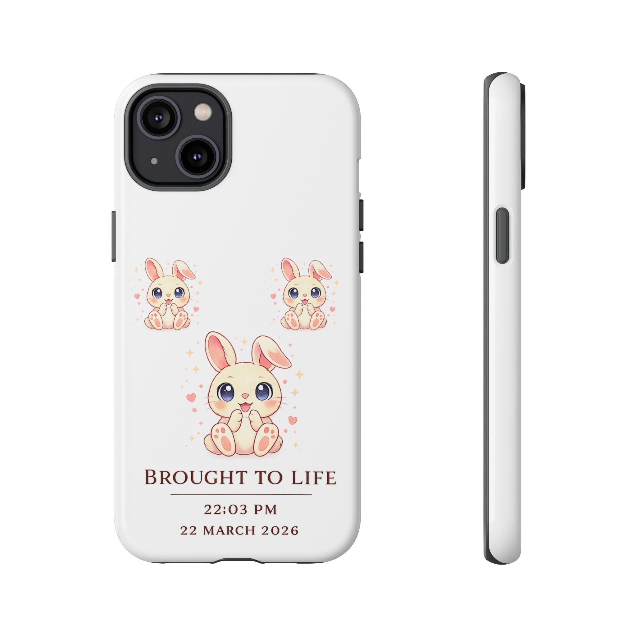 Cute Bunny Nursery Birth Announcement Phone Case | Personalized Name, Date & Time