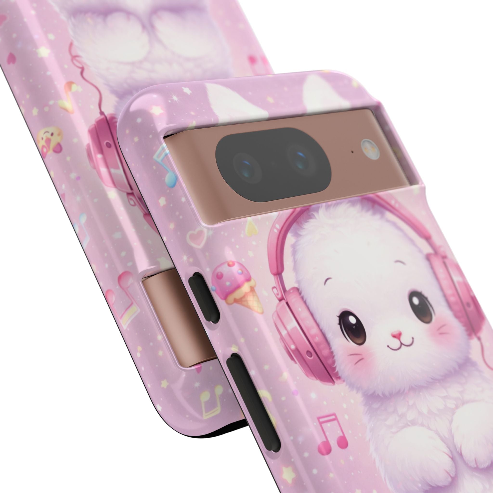 Pastel Bunny with Pink Headphones Phone Case | Dual-Layer Protective Case