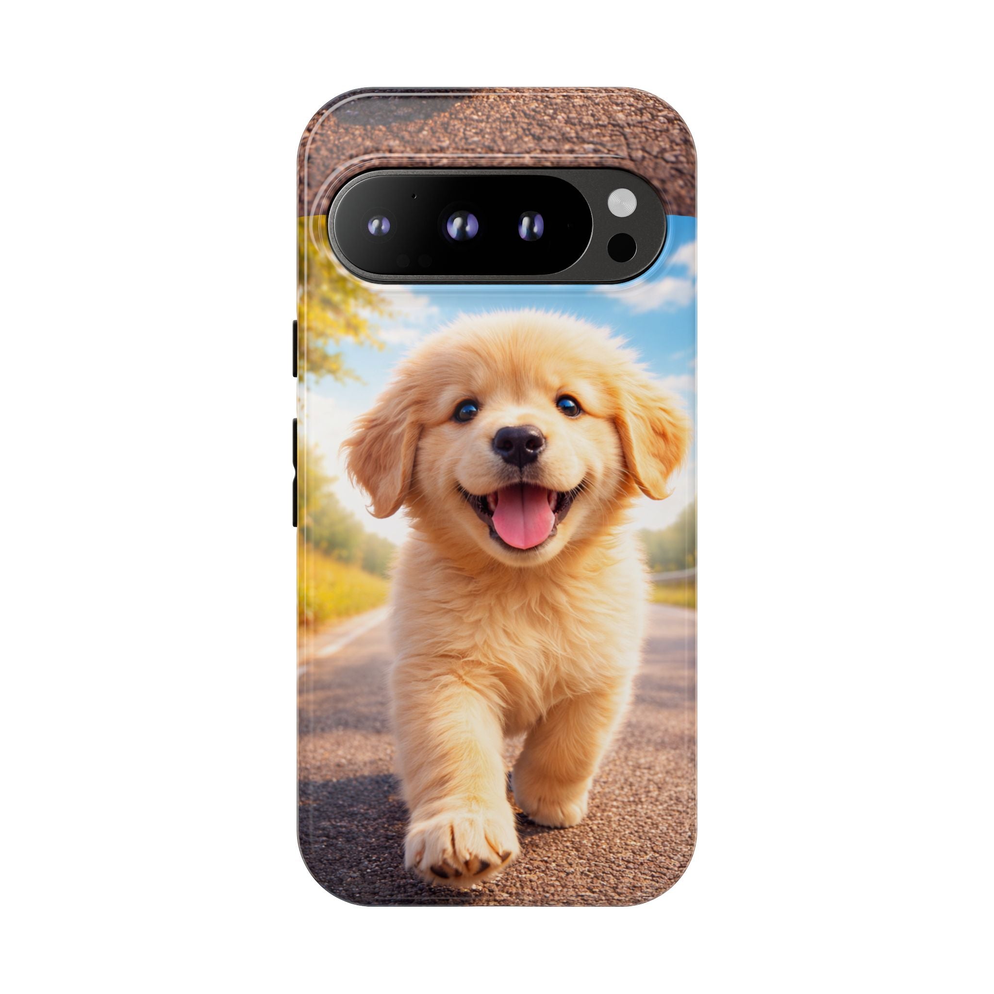 Golden Puppy Sunlit Phone Case — Full‑Wrap UV‑Protected Tough Case