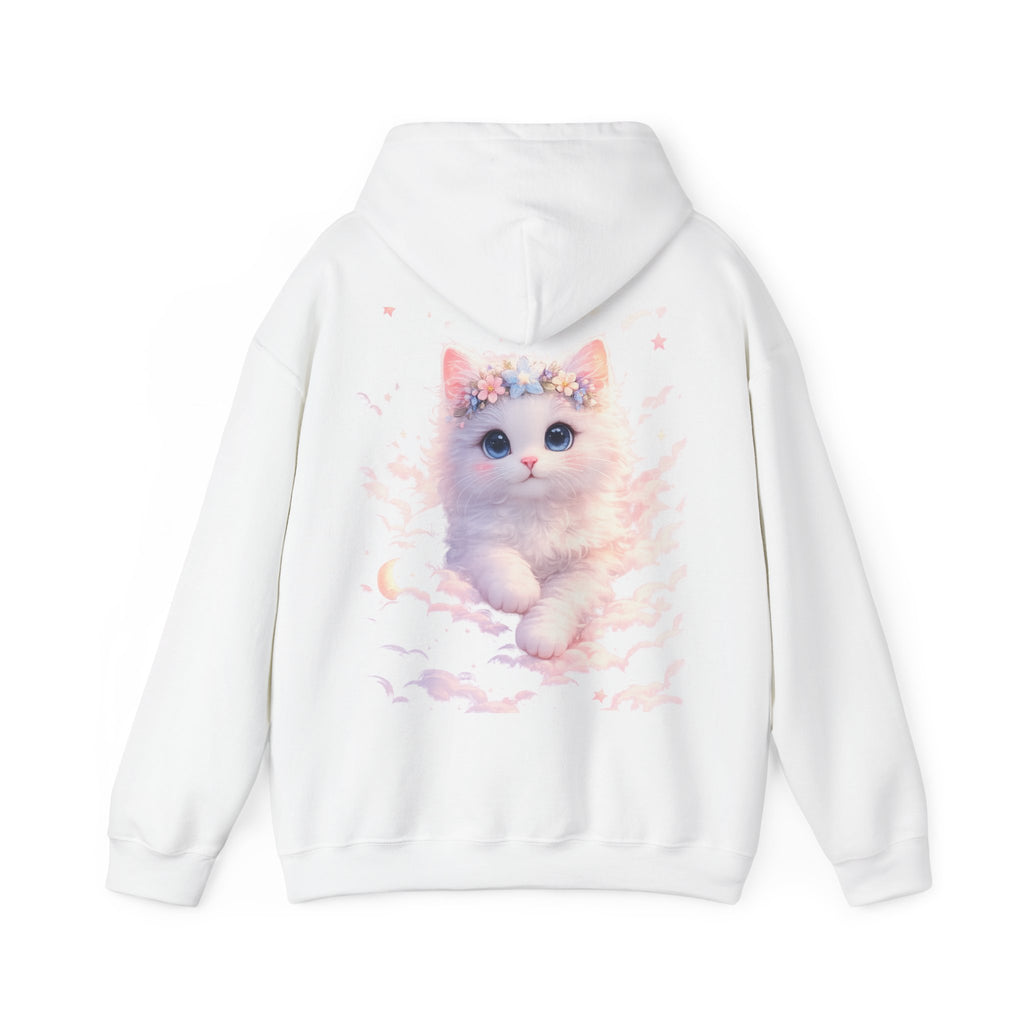 Stay Pawsitive Kitten Clouds Hoodie | Cute Pastel Cat Comfort Sweatshirt