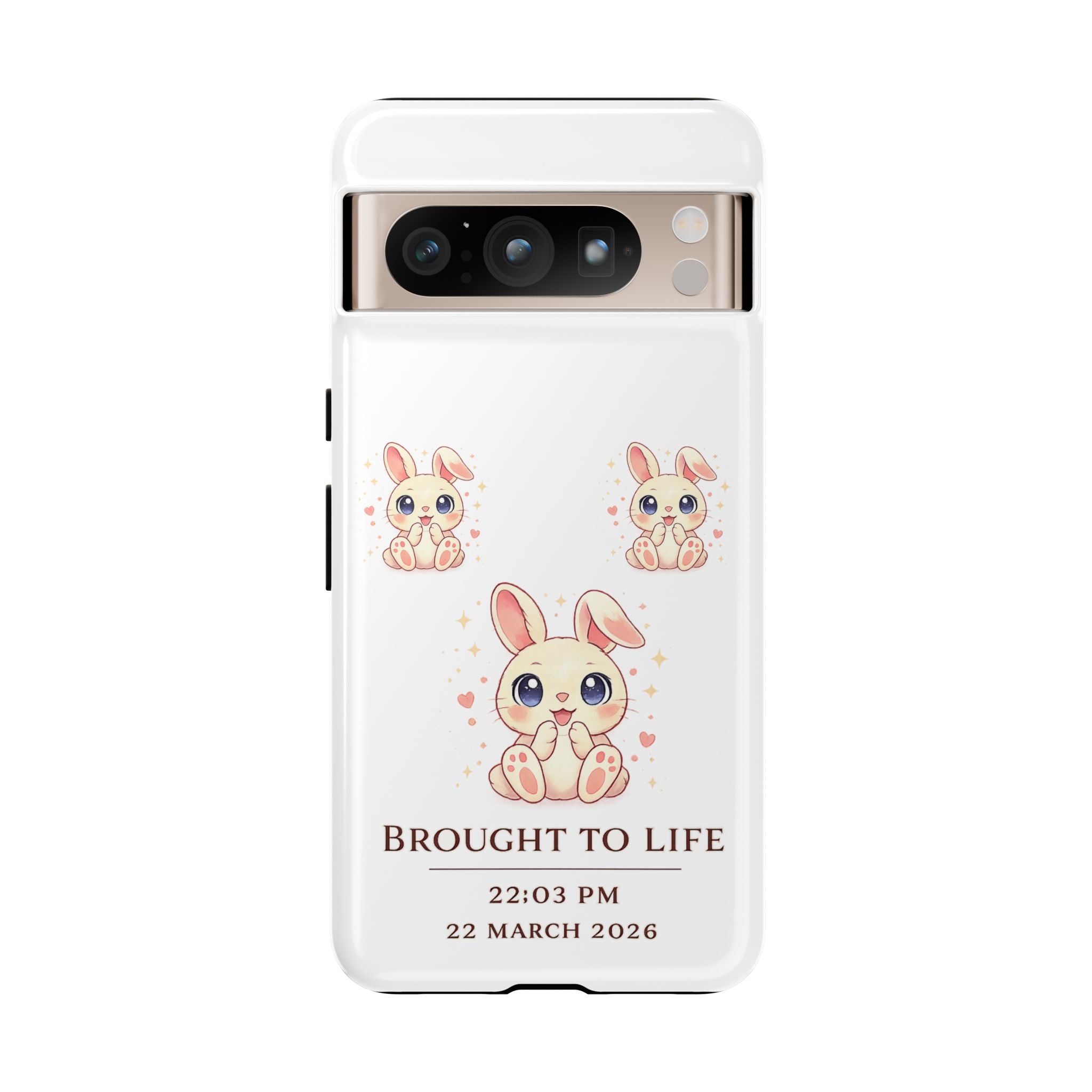Cute Bunny Nursery Birth Announcement Phone Case | Personalized Name, Date & Time