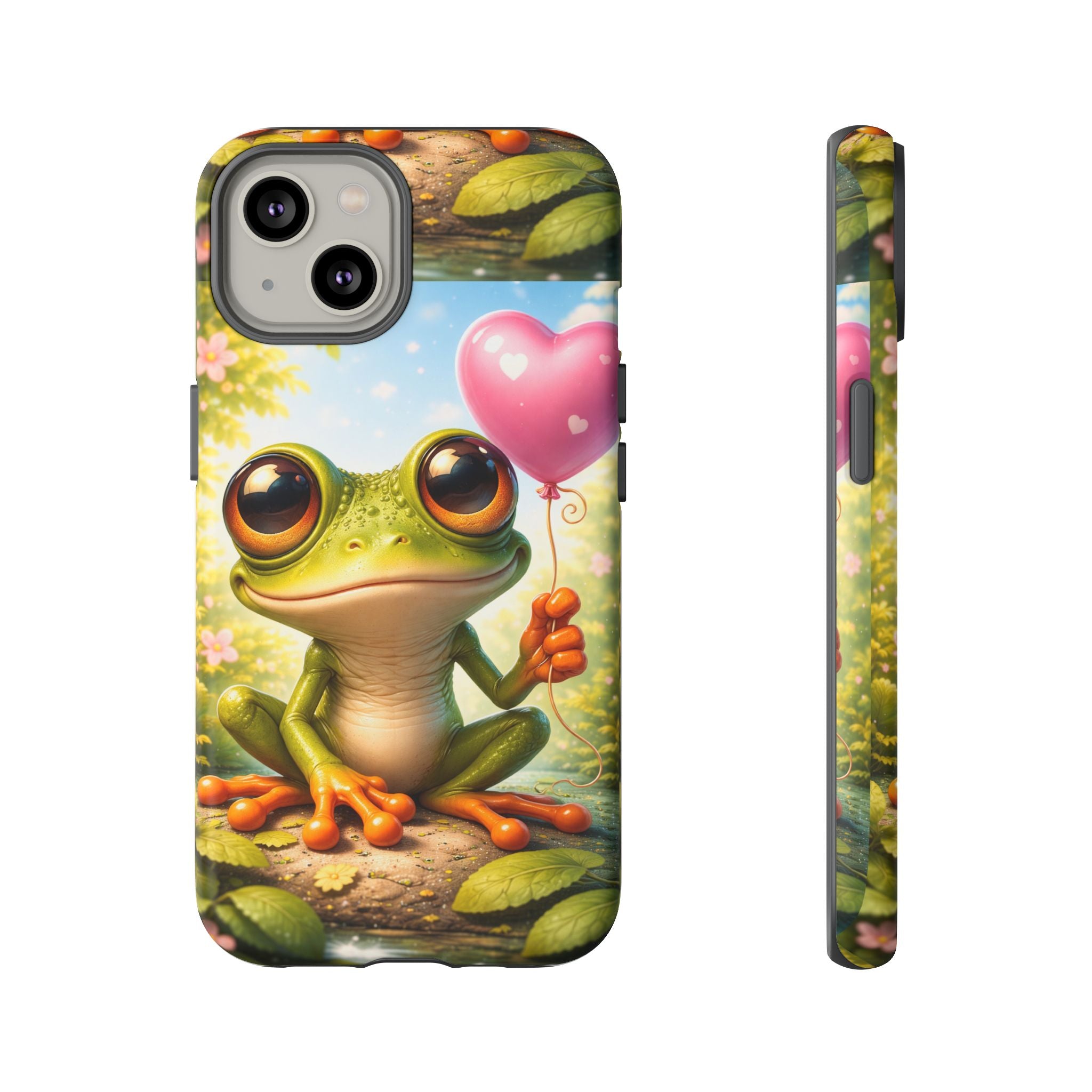 Frog Heart Balloon Phone Case — Glossy or Matte 3D Wrap Protective Case