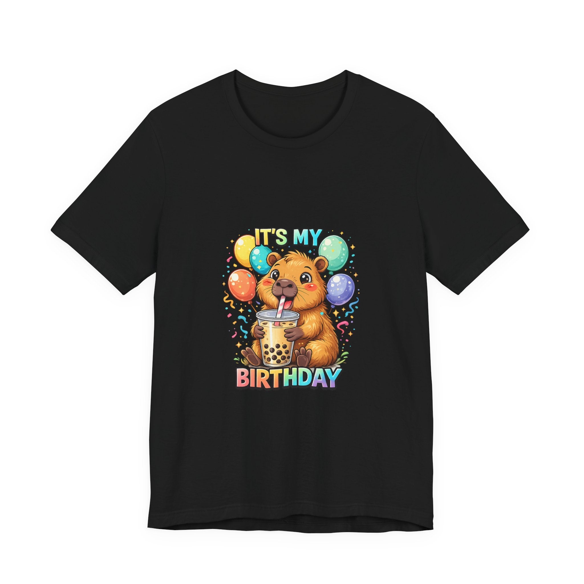 It's My Birthday Bear Boba Tee | Birthday Bear with Balloons T-Shirt