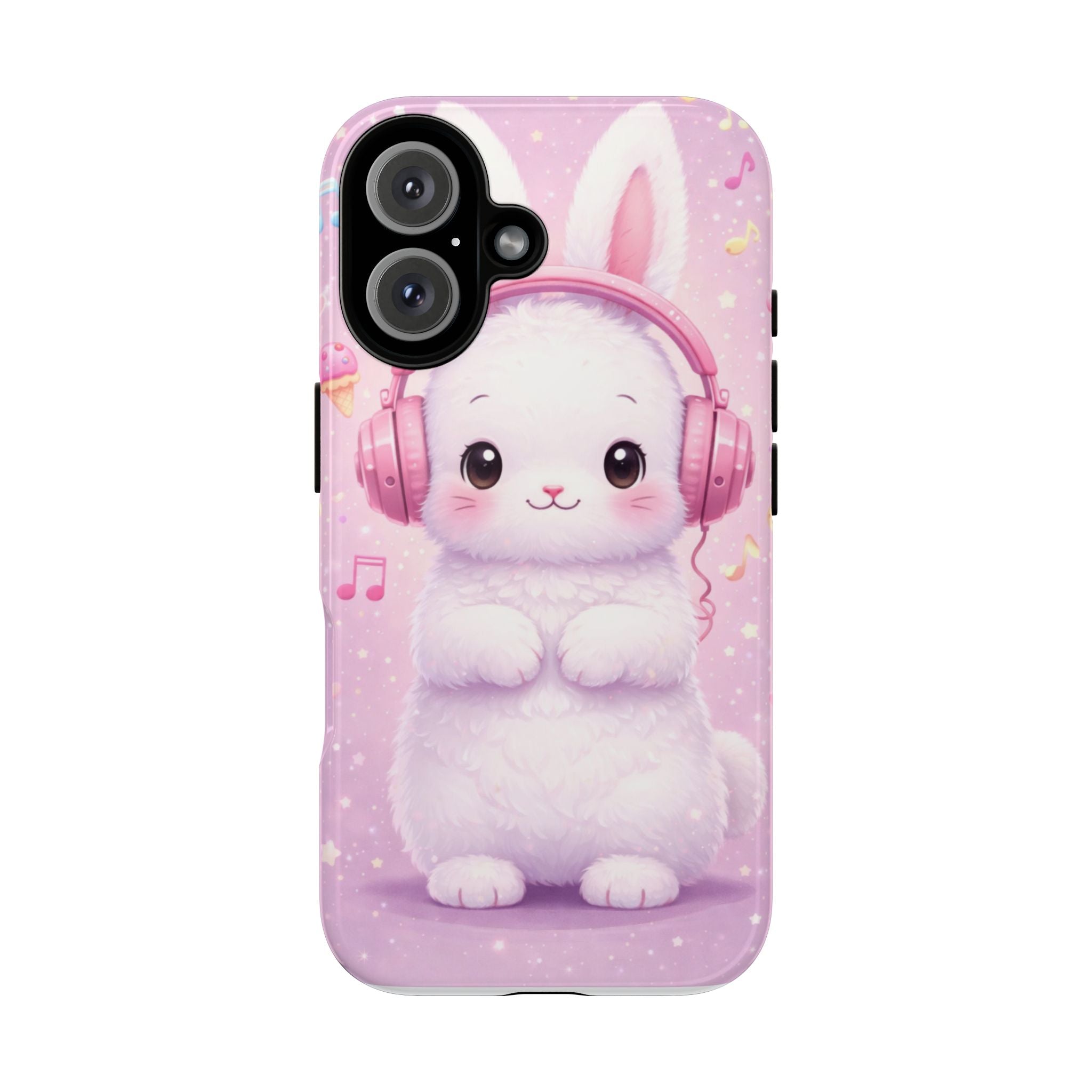 Pastel Bunny with Pink Headphones Phone Case | Dual-Layer Protective Case