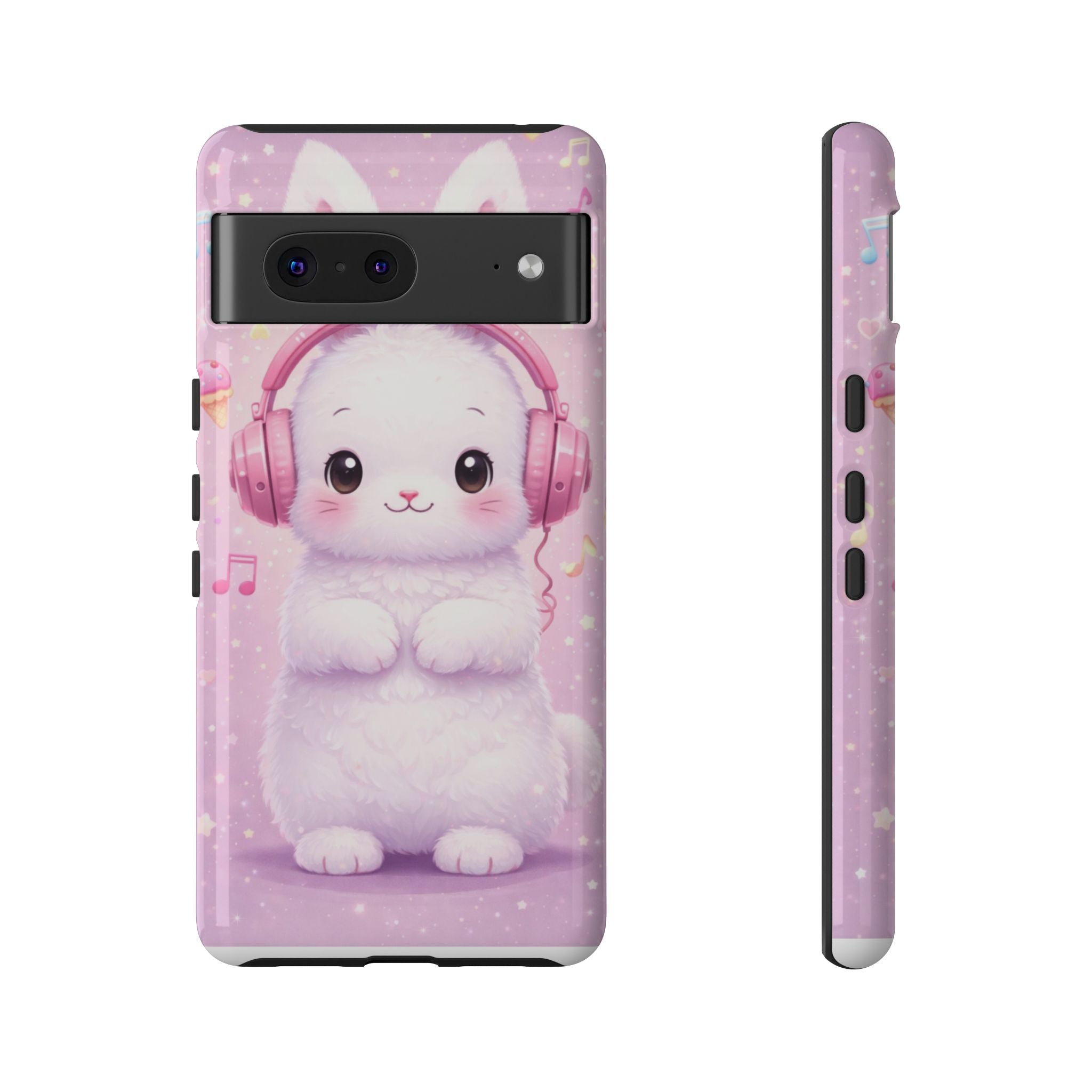 Pastel Bunny with Pink Headphones Phone Case | Dual-Layer Protective Case