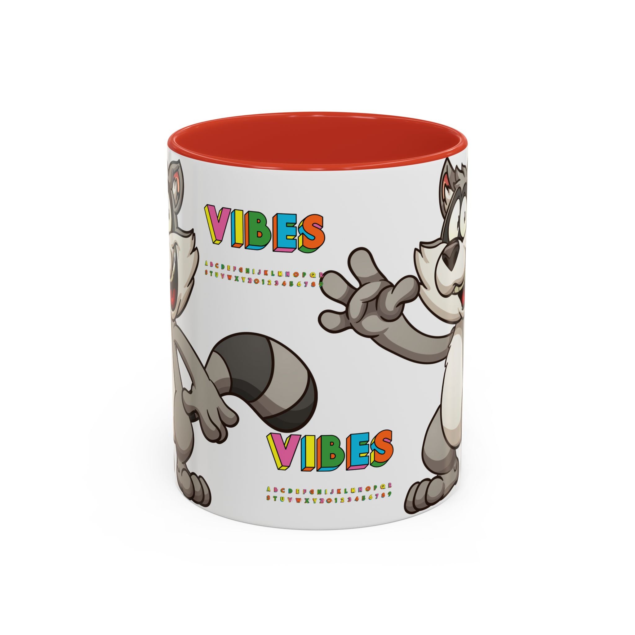 Raccoon VIBES Mug 11oz 15oz | Color Interior Handle Ceramic Coffee Cup