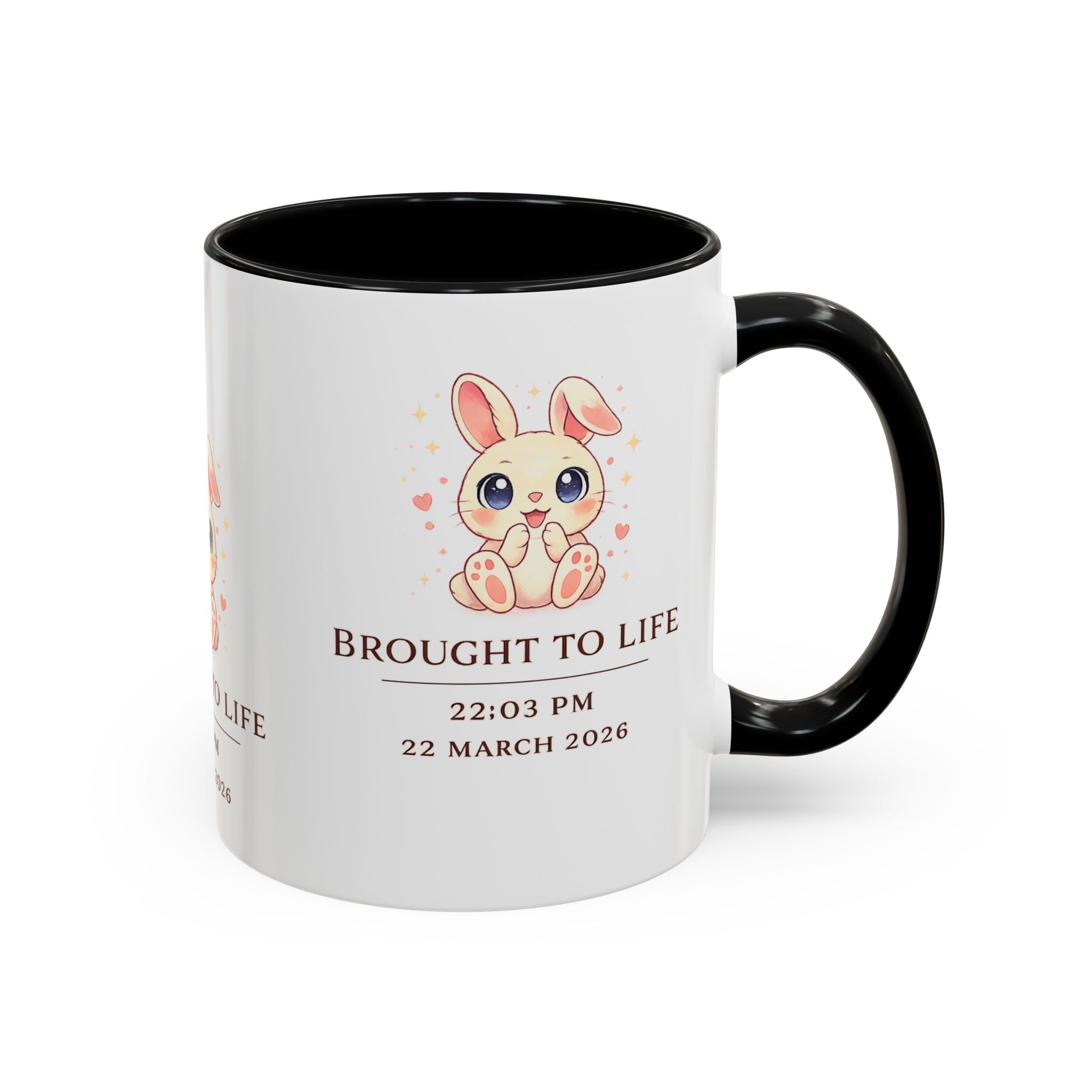 Pastel Bunny 'Brought to Life' Mug 11oz 15oz | Personalized Birth Details