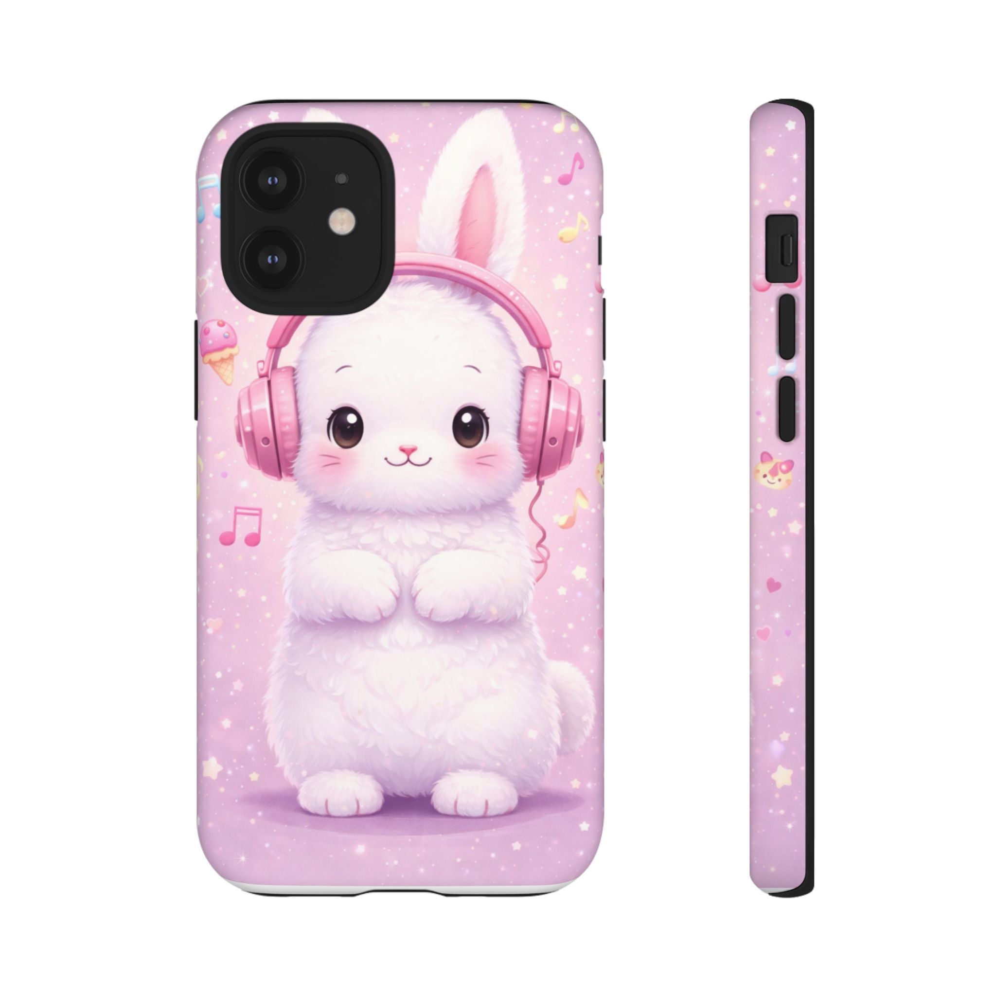 Pastel Bunny with Pink Headphones Phone Case | Dual-Layer Protective Case