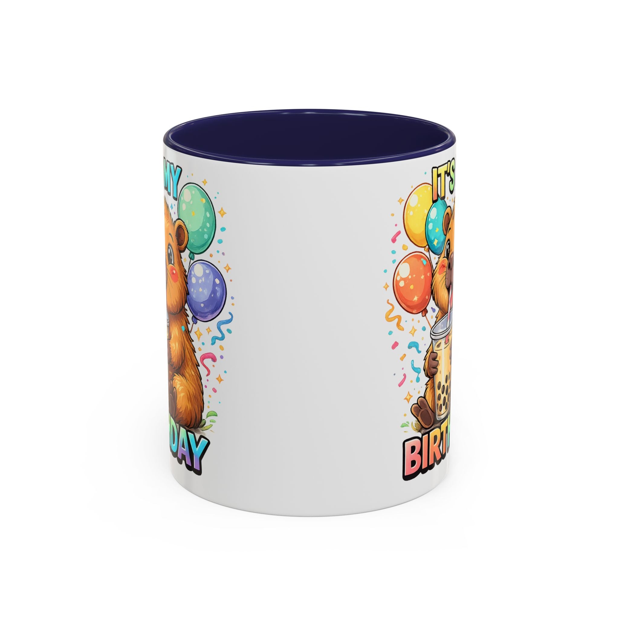 Cute Bear Drinking Bubble Tea It's My Birthday Mug | Accent Coffee Mug