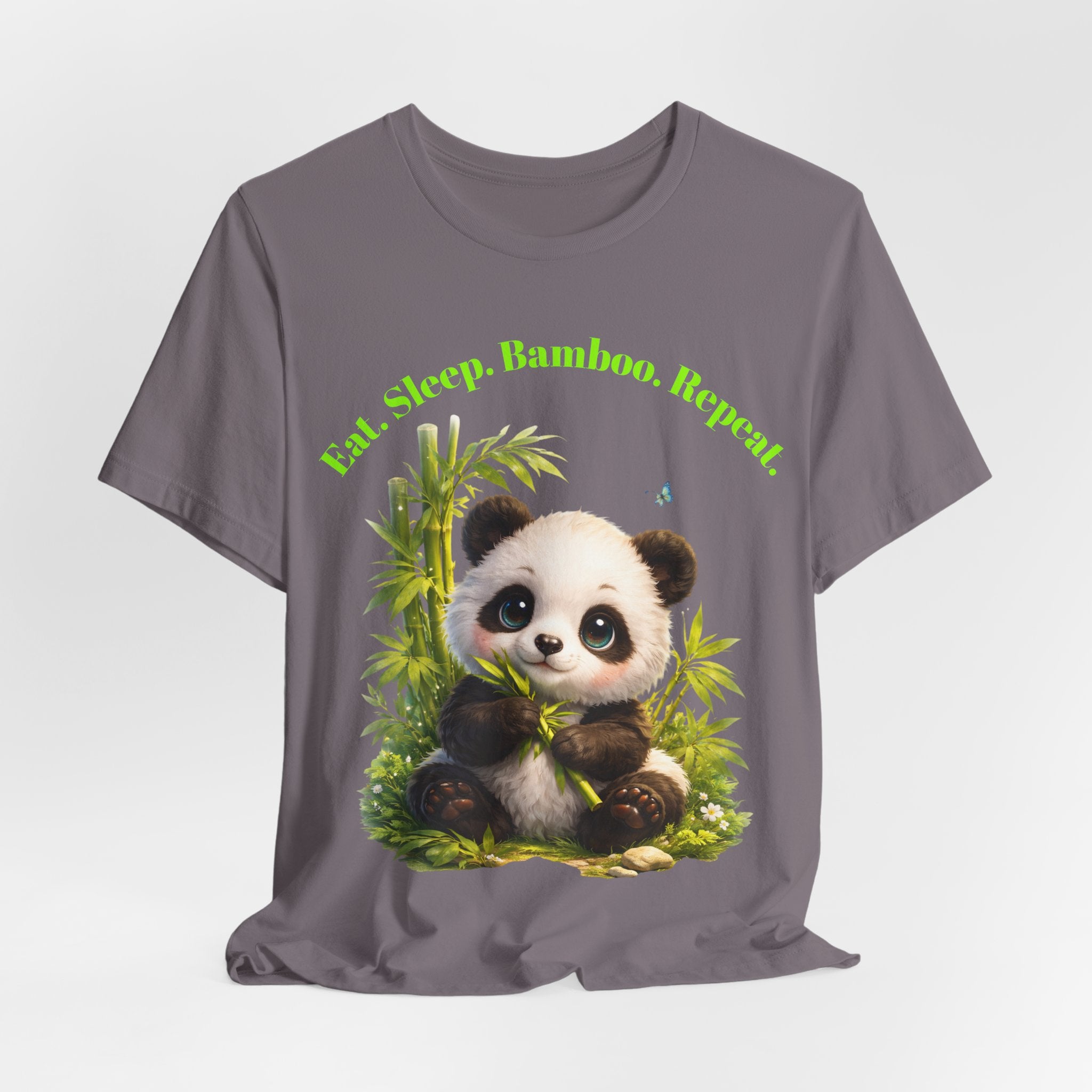 Cute Baby Panda Eating Bamboo tee | Panda Graphic T-Shirt, Animal Nature Tee