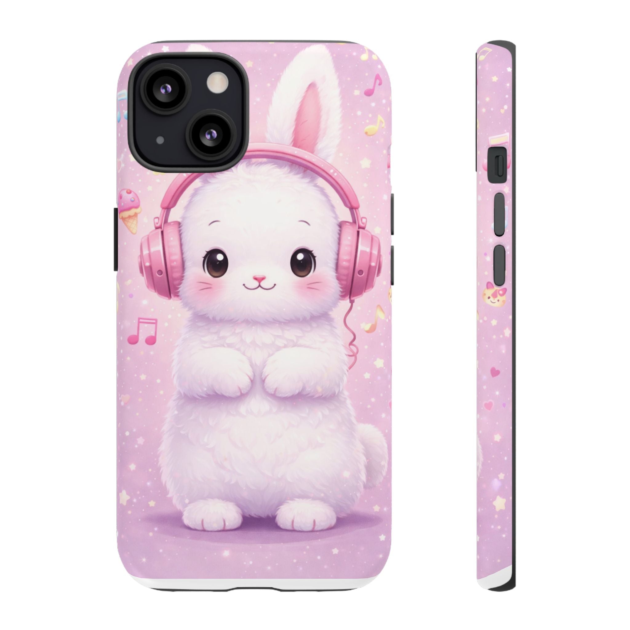 Pastel Bunny with Pink Headphones Phone Case | Dual-Layer Protective Case