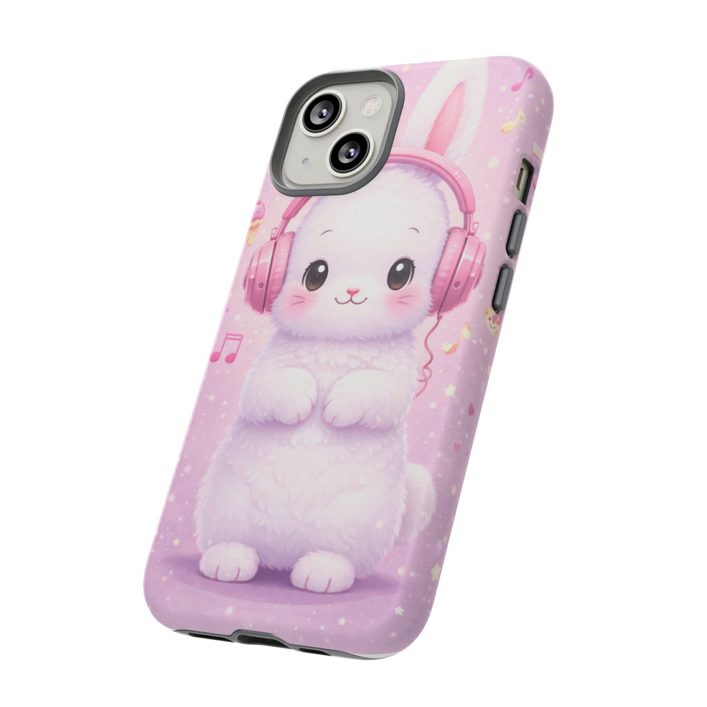 Pastel Bunny with Pink Headphones Phone Case | Dual-Layer Protective Case