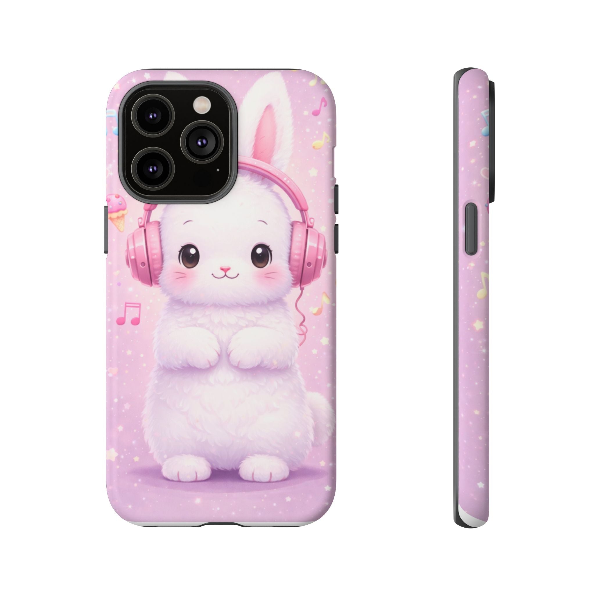 Pastel Bunny with Pink Headphones Phone Case | Dual-Layer Protective Case