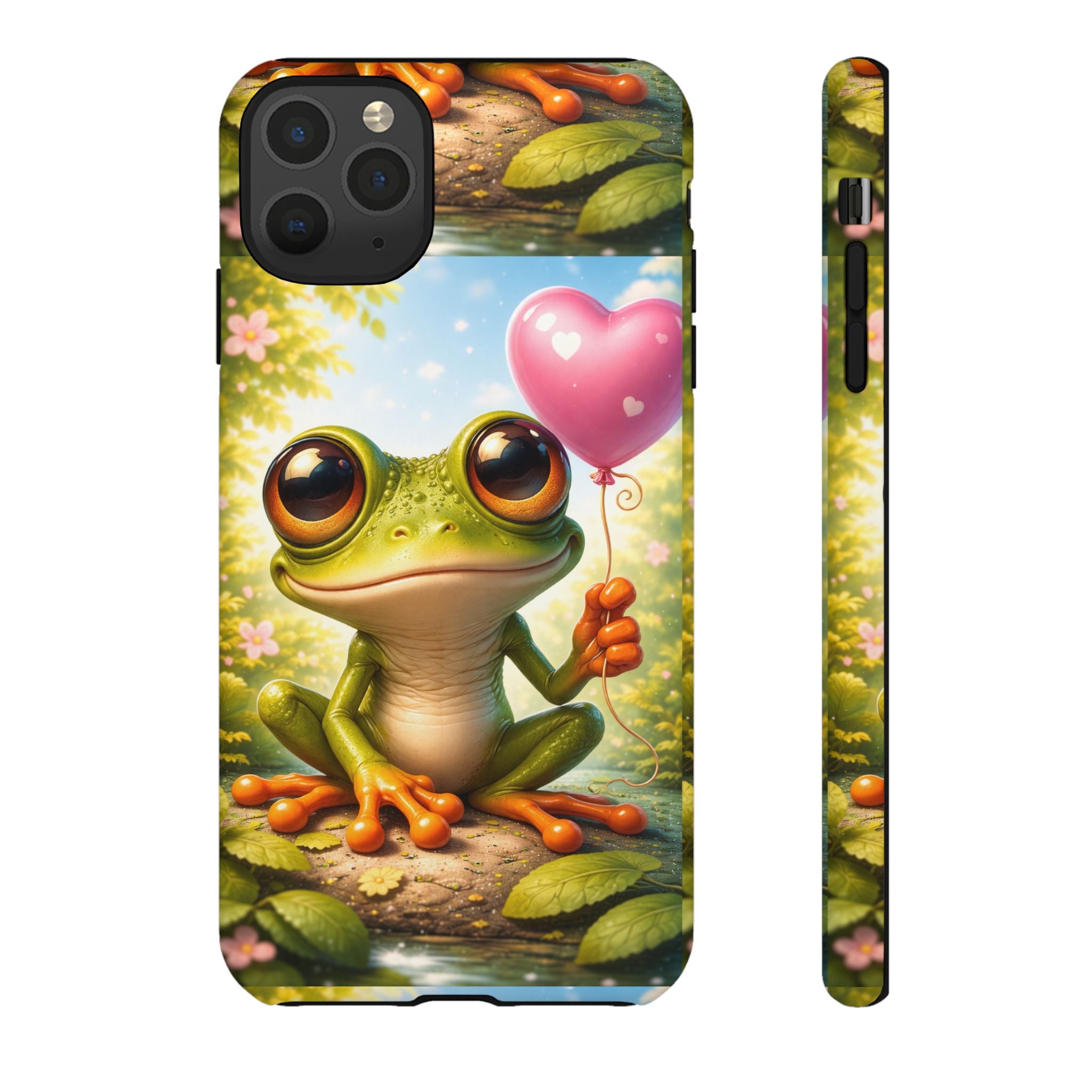 Frog Heart Balloon Phone Case — Glossy or Matte 3D Wrap Protective Case