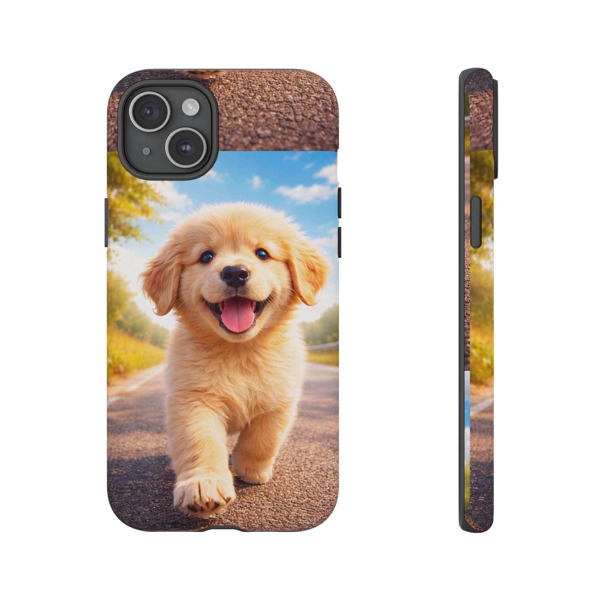 Golden Puppy Sunlit Phone Case — Full‑Wrap UV‑Protected Tough Case