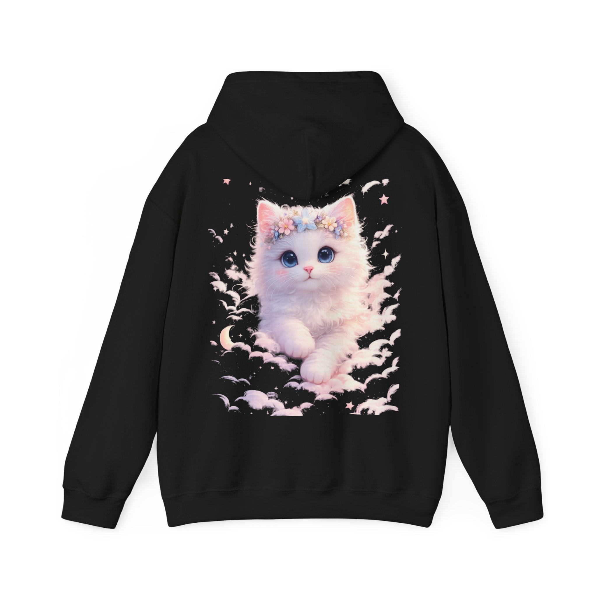 Stay Pawsitive Kitten Clouds Hoodie | Cute Pastel Cat Comfort Sweatshirt