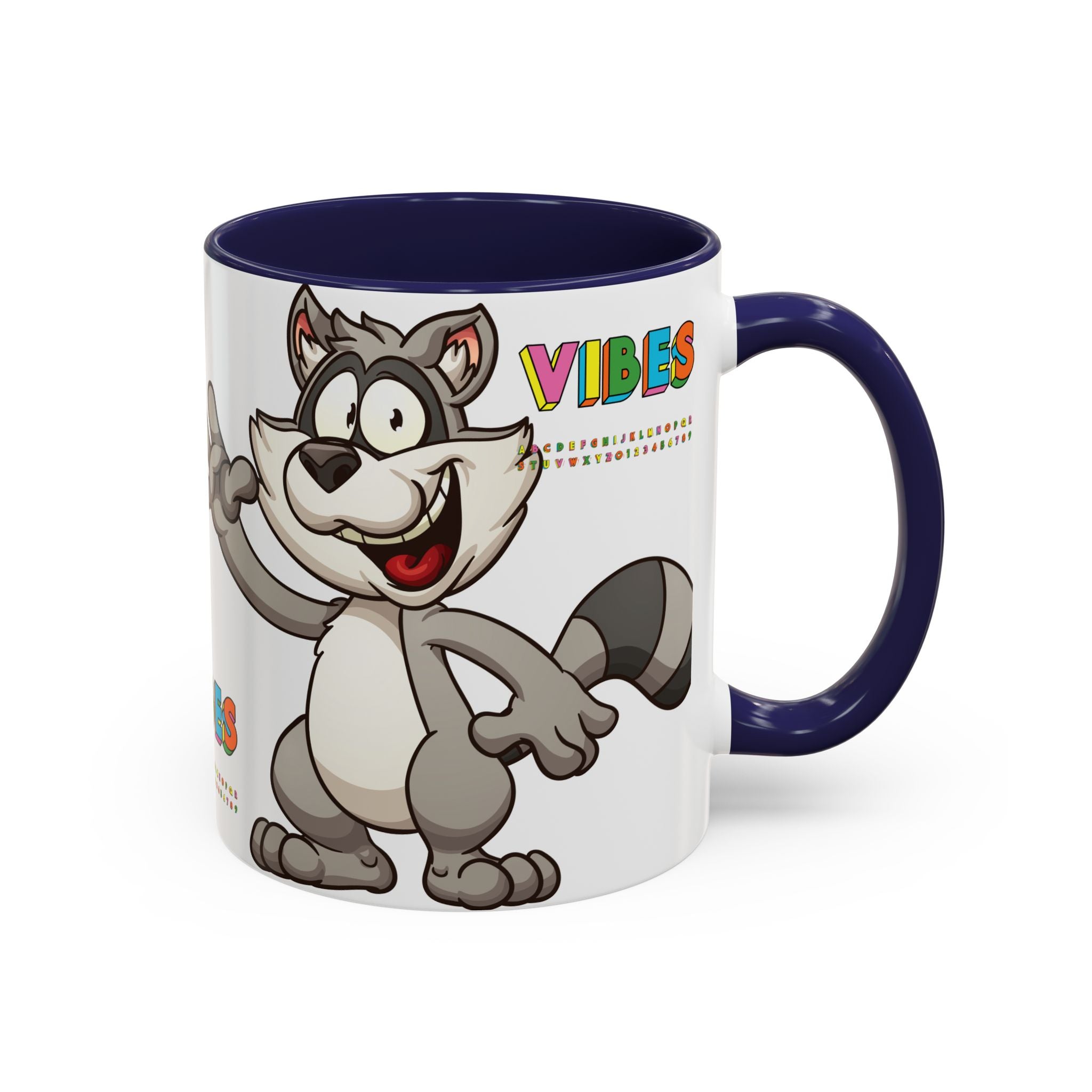 Raccoon VIBES Mug 11oz 15oz | Color Interior Handle Ceramic Coffee Cup
