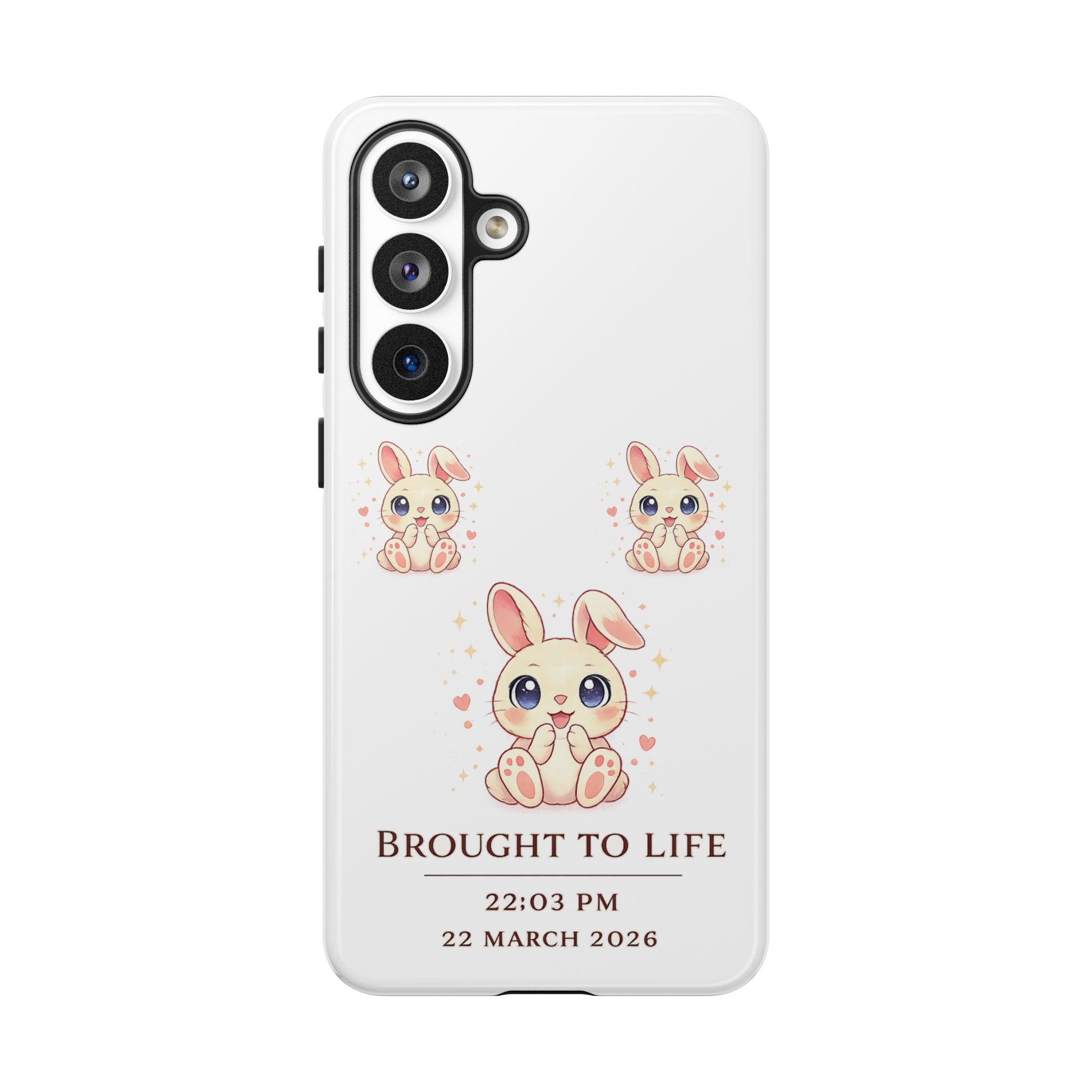 Cute Bunny Nursery Birth Announcement Phone Case | Personalized Name, Date & Time