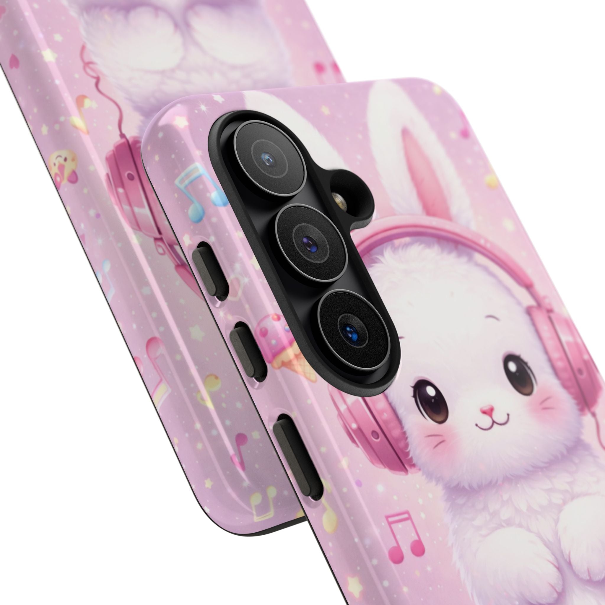 Pastel Bunny with Pink Headphones Phone Case | Dual-Layer Protective Case