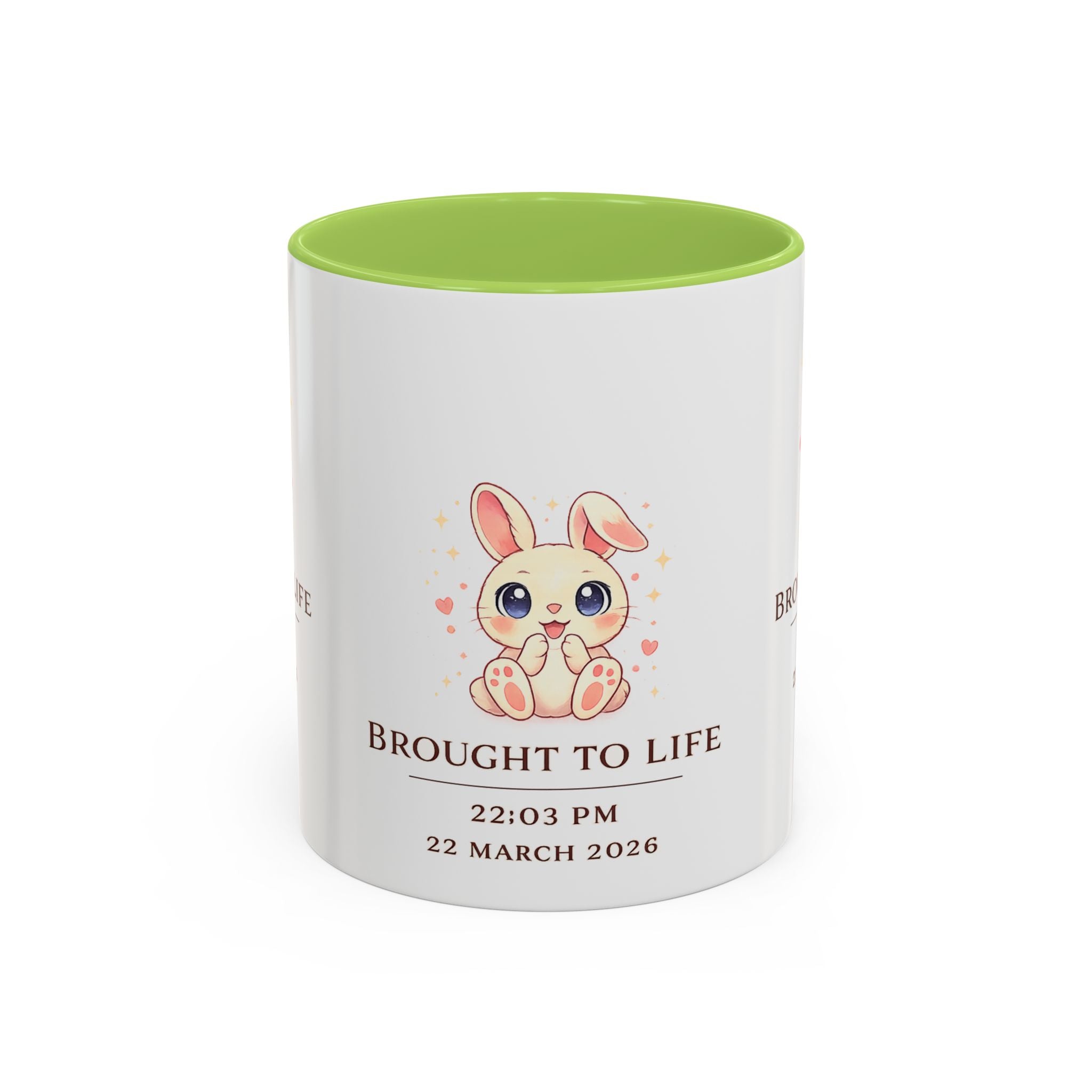 Pastel Bunny 'Brought to Life' Mug 11oz 15oz | Personalized Birth Details