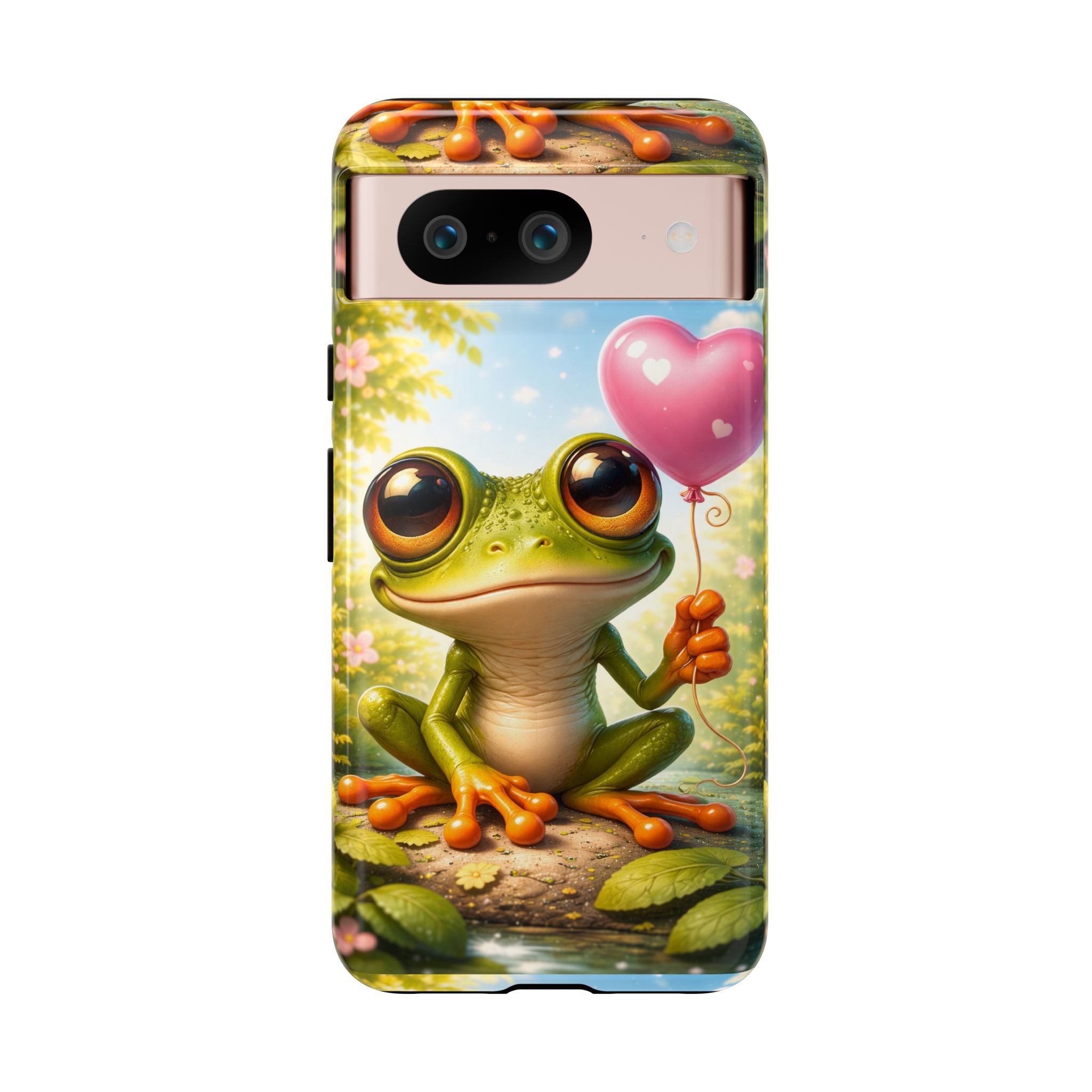 Frog Heart Balloon Phone Case — Glossy or Matte 3D Wrap Protective Case