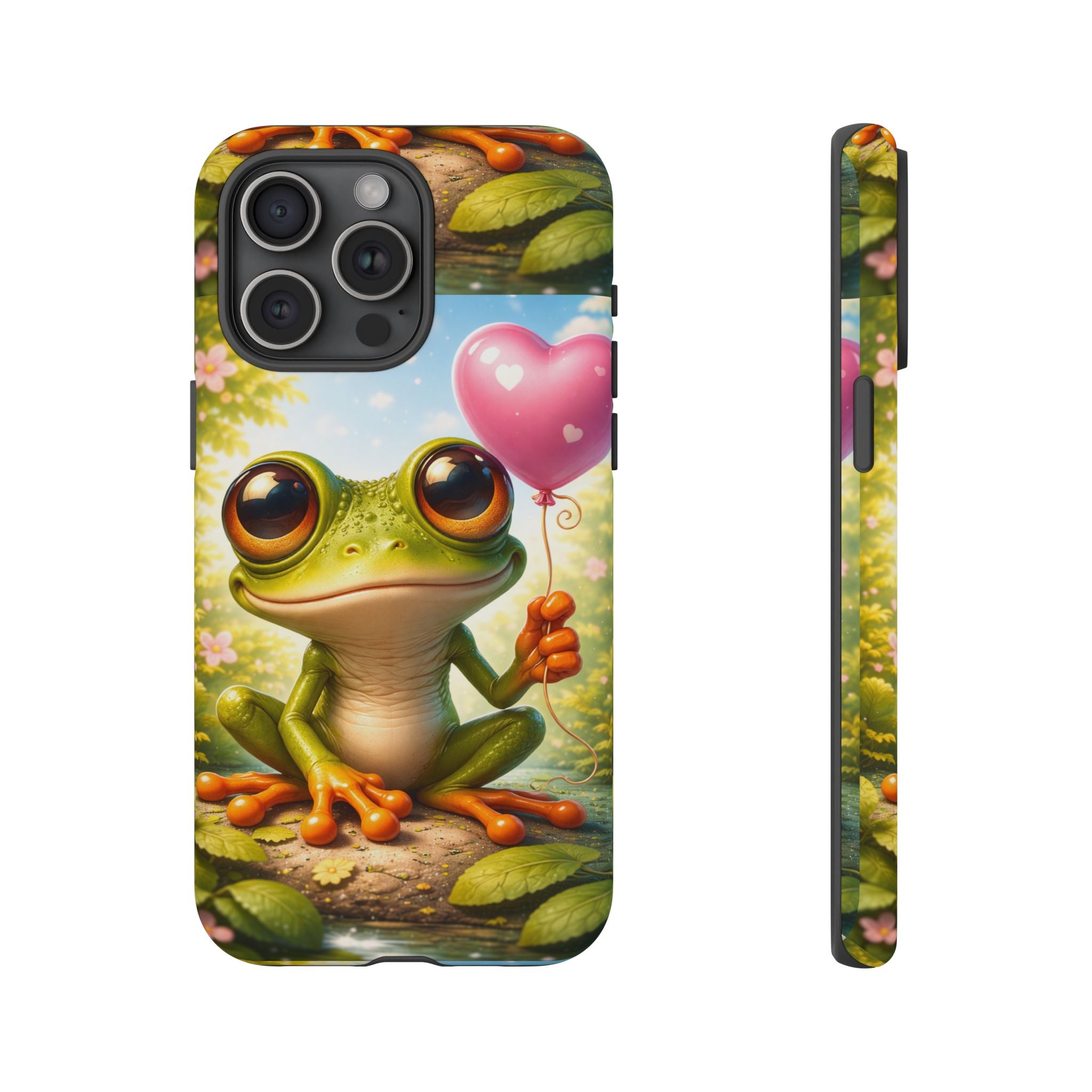 Frog Heart Balloon Phone Case — Glossy or Matte 3D Wrap Protective Case