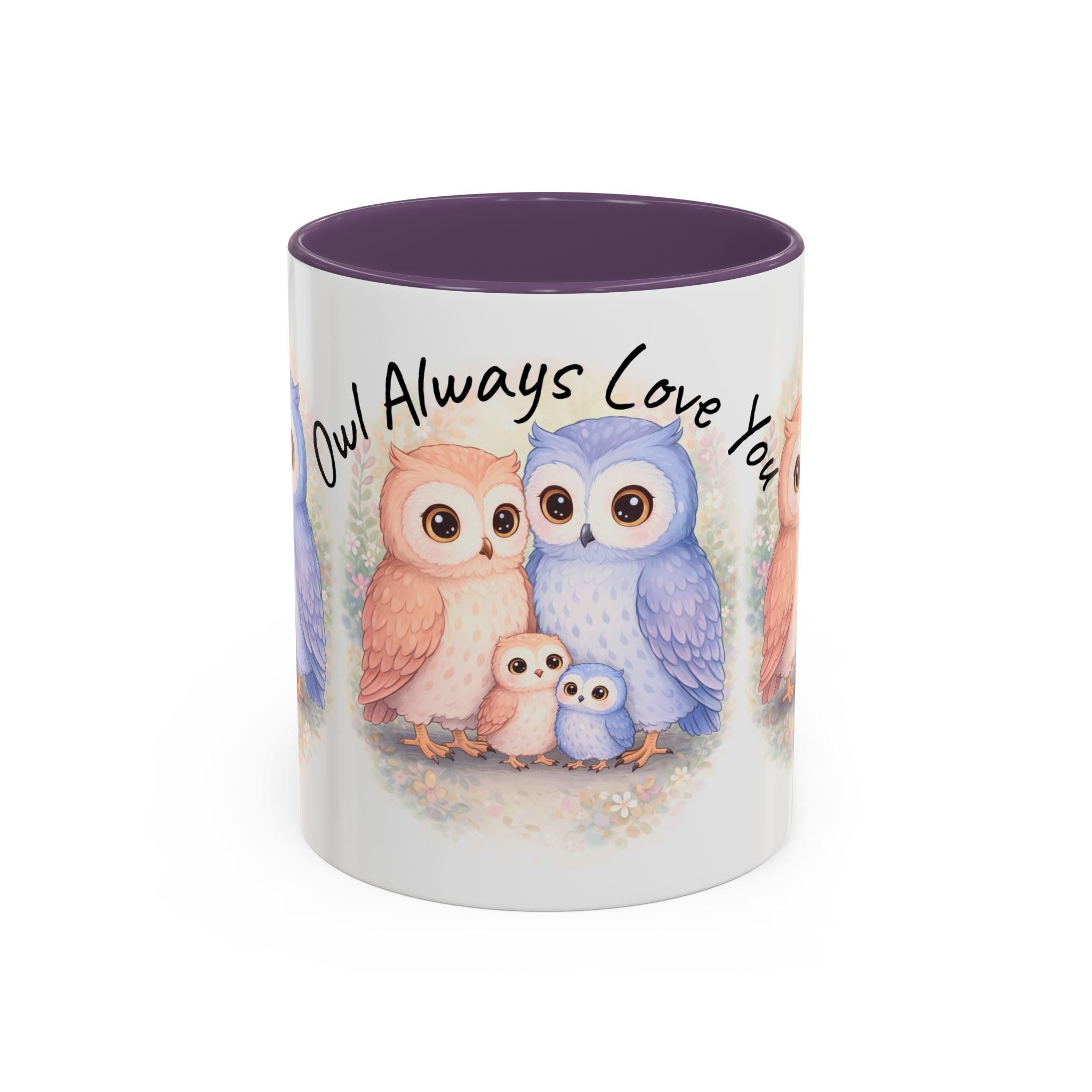 Watercolor Owl Family Mug 11oz 15oz | Pastel Ceramic Accent Coffee Cup
