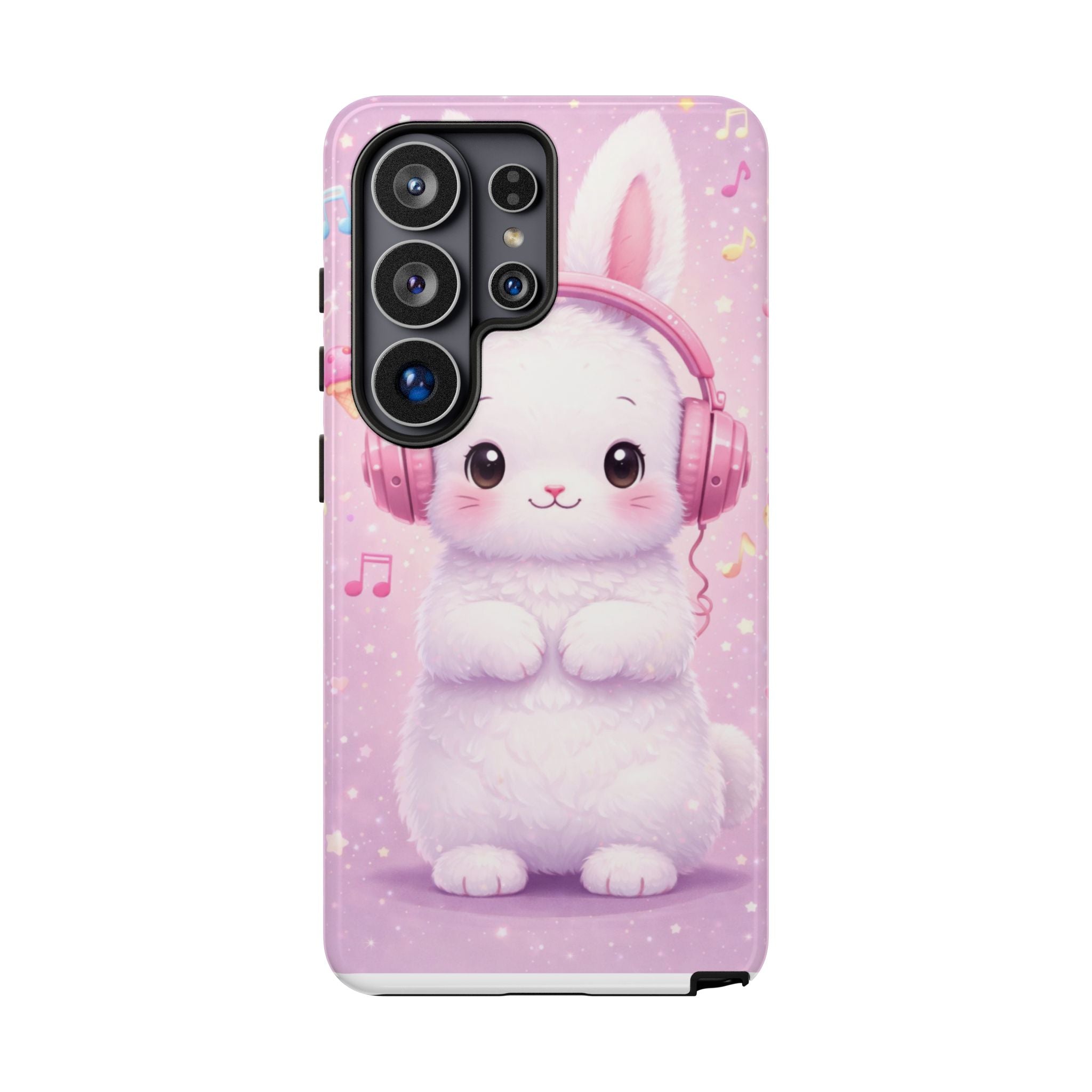 Pastel Bunny with Pink Headphones Phone Case | Dual-Layer Protective Case