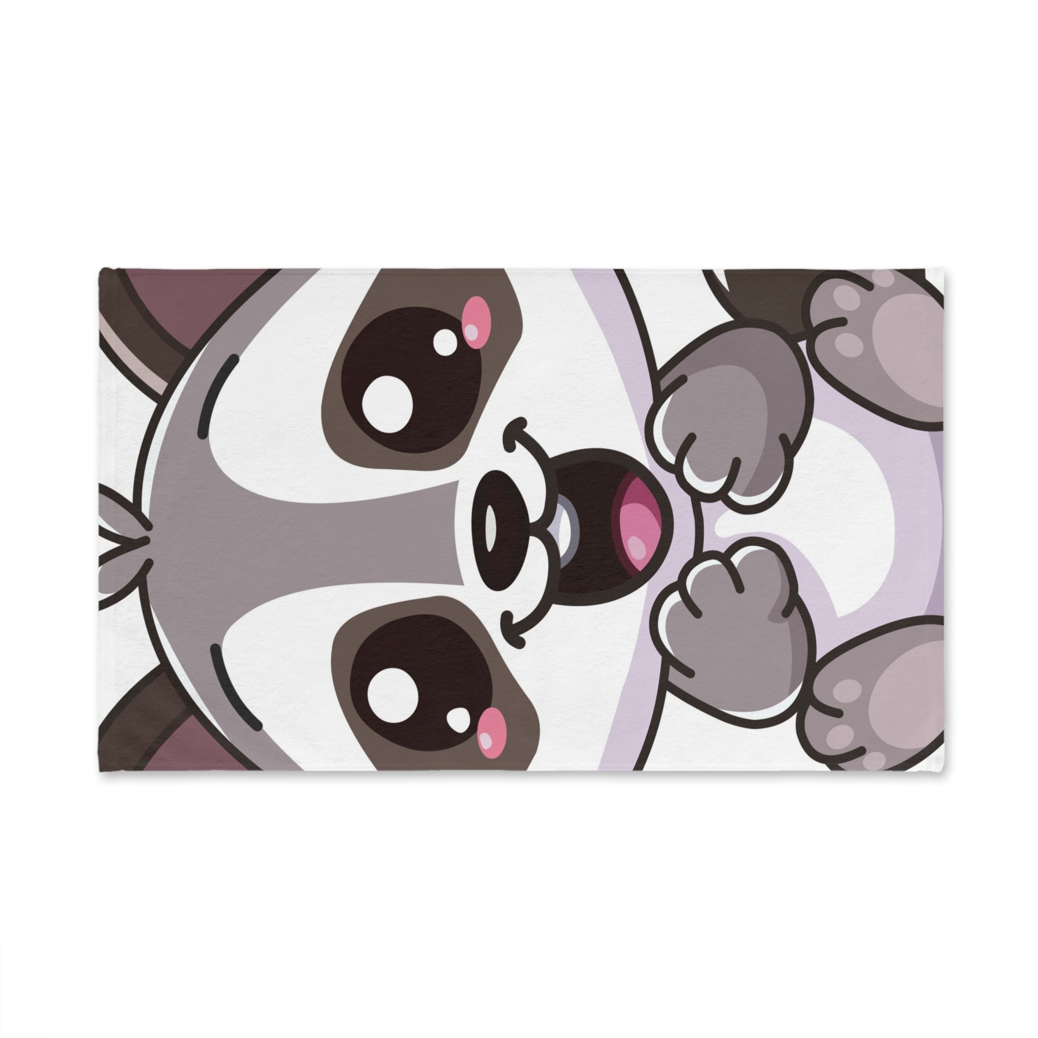 Cheerful Cartoon Raccoon Hand Towel | Cute Animal Bathroom Linen