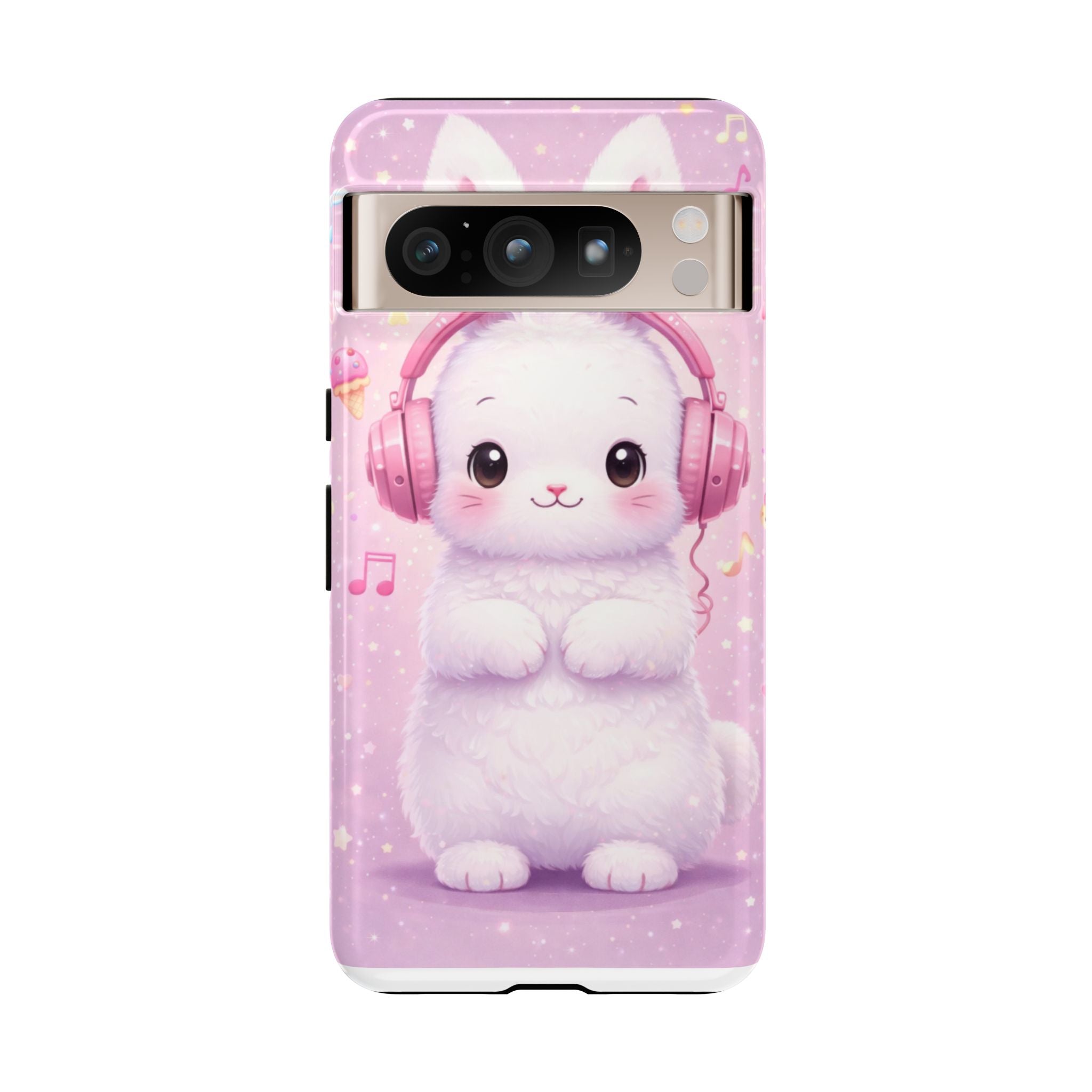 Pastel Bunny with Pink Headphones Phone Case | Dual-Layer Protective Case