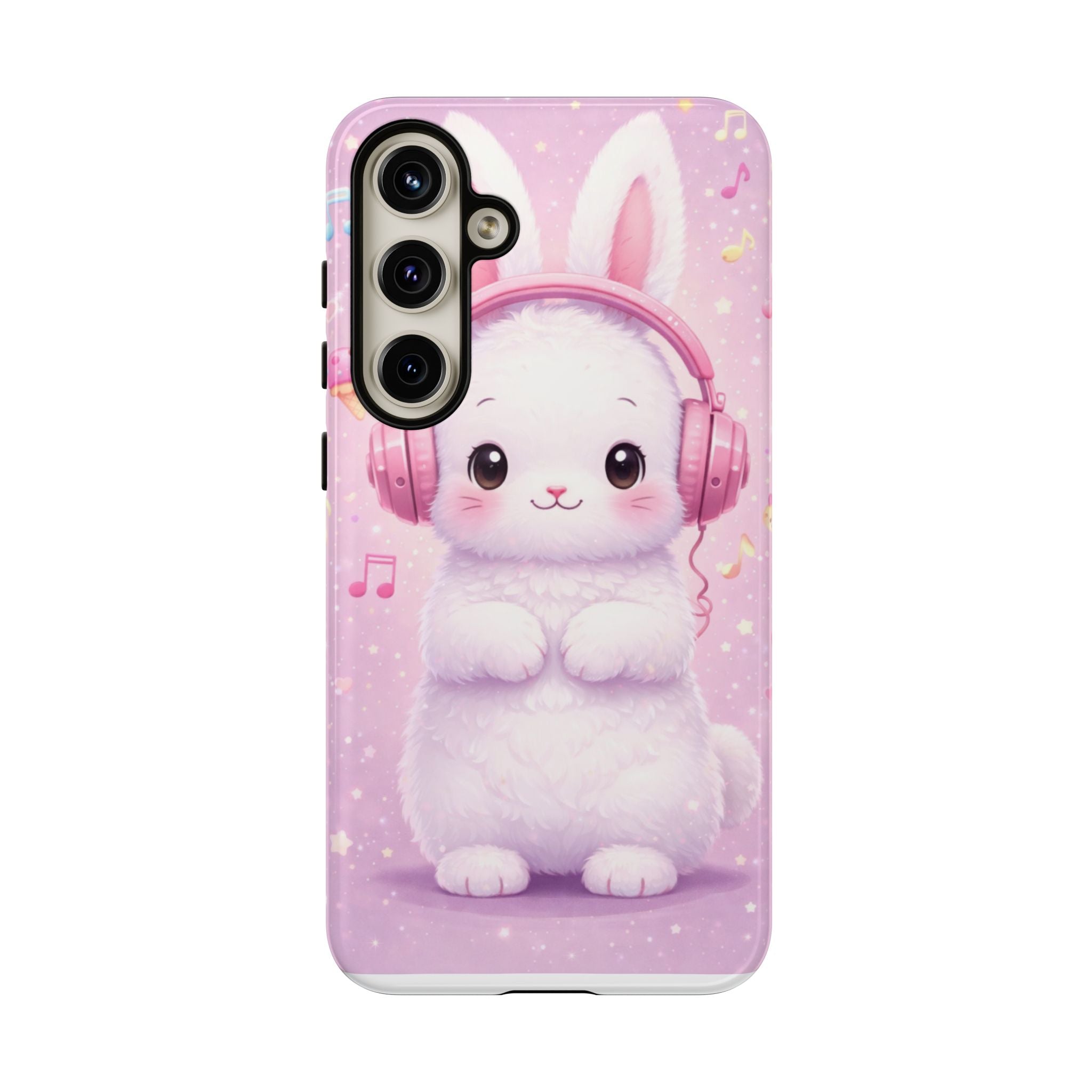 Pastel Bunny with Pink Headphones Phone Case | Dual-Layer Protective Case