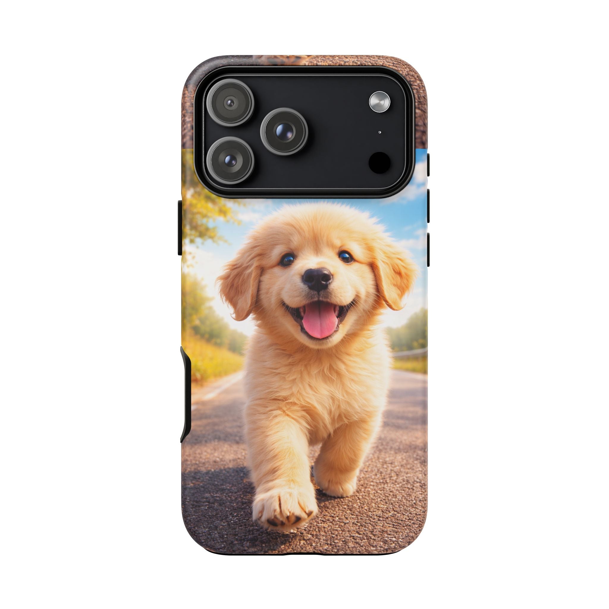 Golden Puppy Sunlit Phone Case — Full‑Wrap UV‑Protected Tough Case