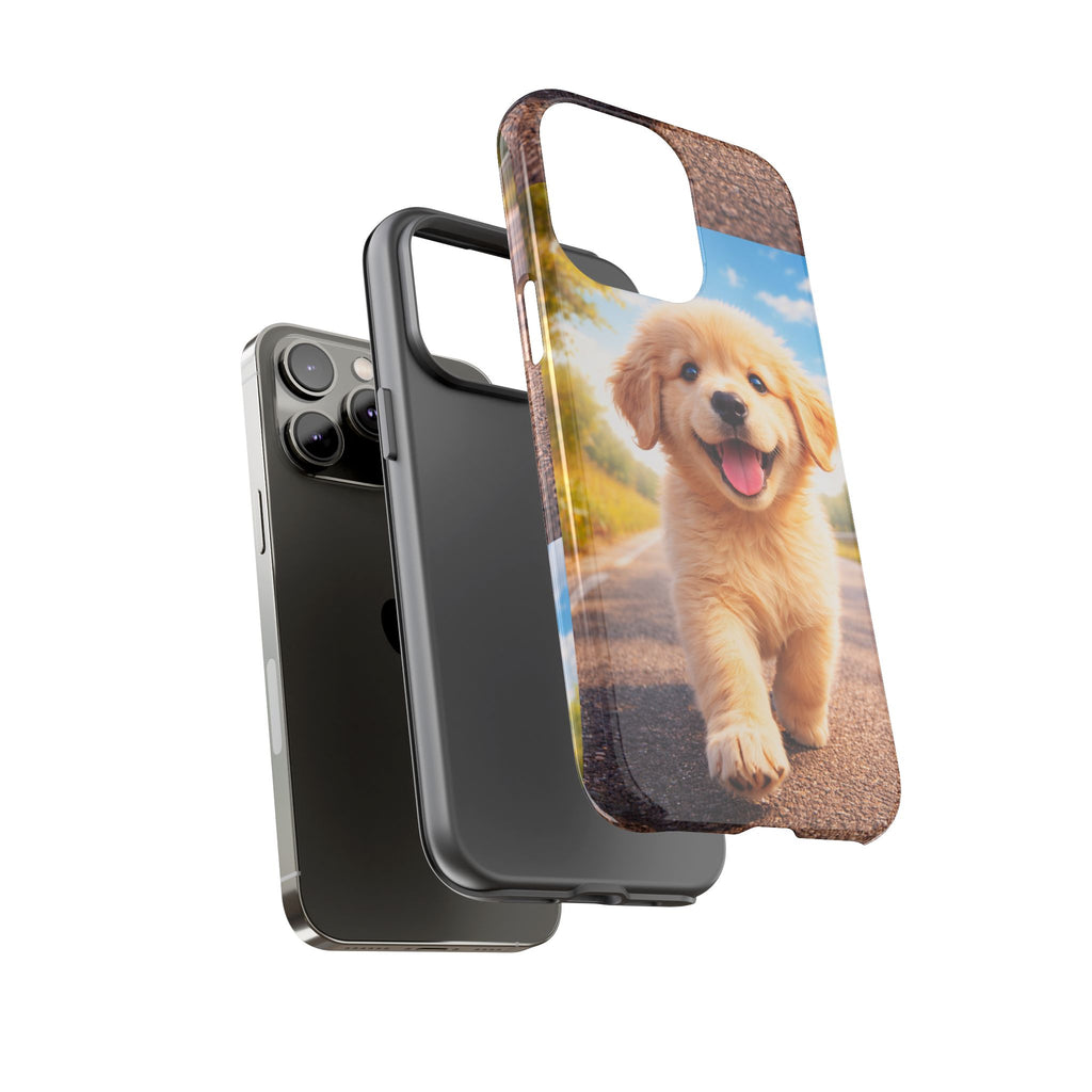 Golden Puppy Sunlit Phone Case — Full‑Wrap UV‑Protected Tough Case