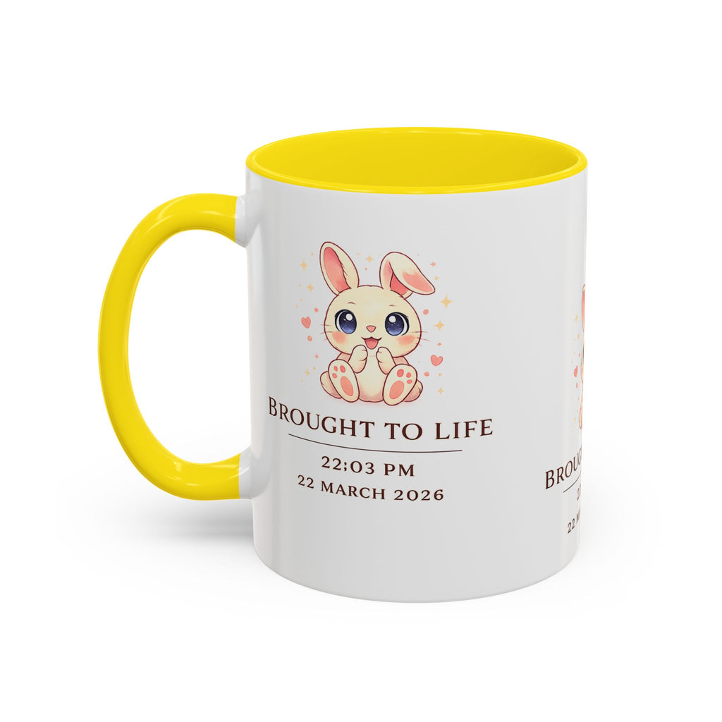 Pastel Bunny 'Brought to Life' Mug 11oz 15oz | Personalized Birth Details