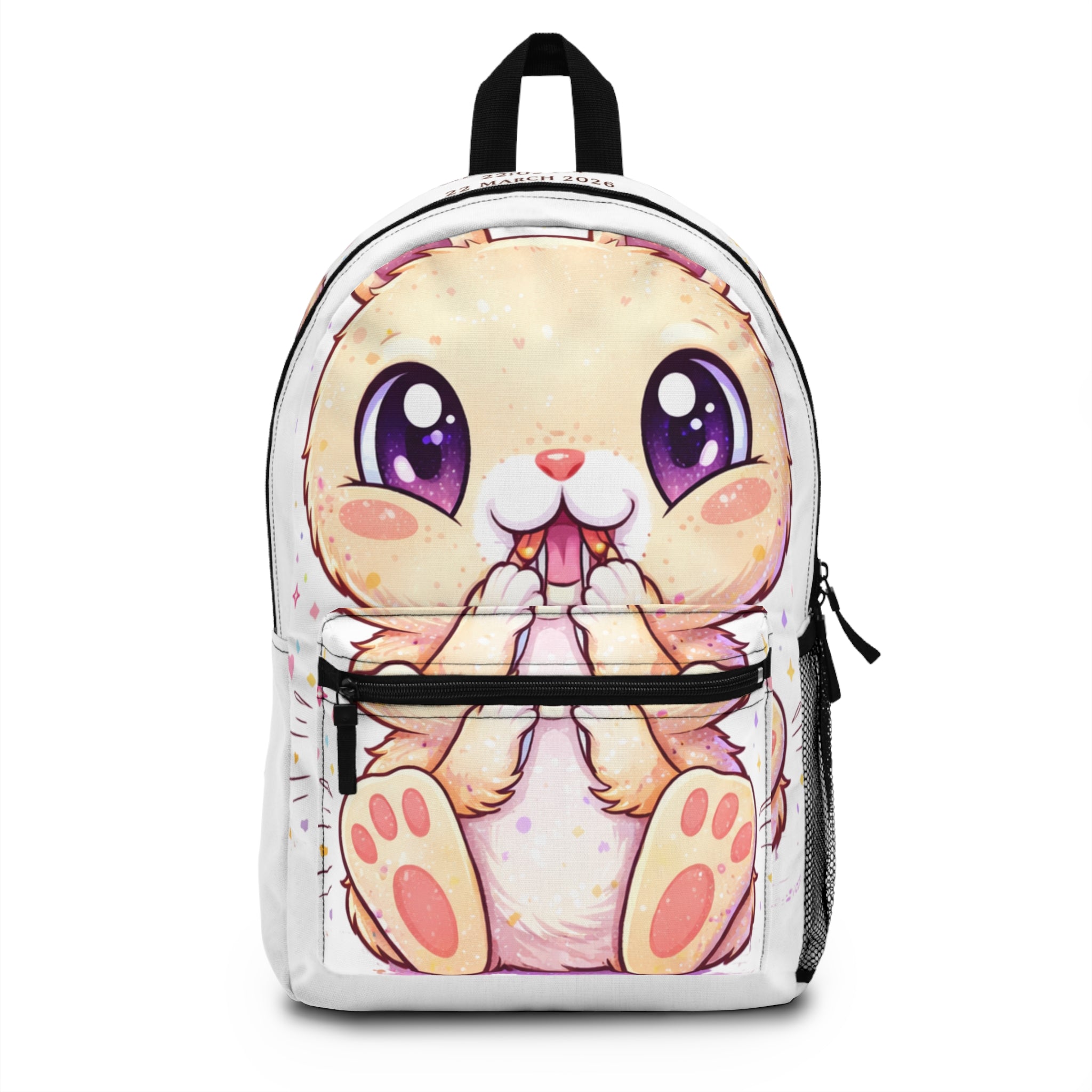 Pastel Wide-Eyed Bunny Backpack | Cute Bunny Illustration School Bag