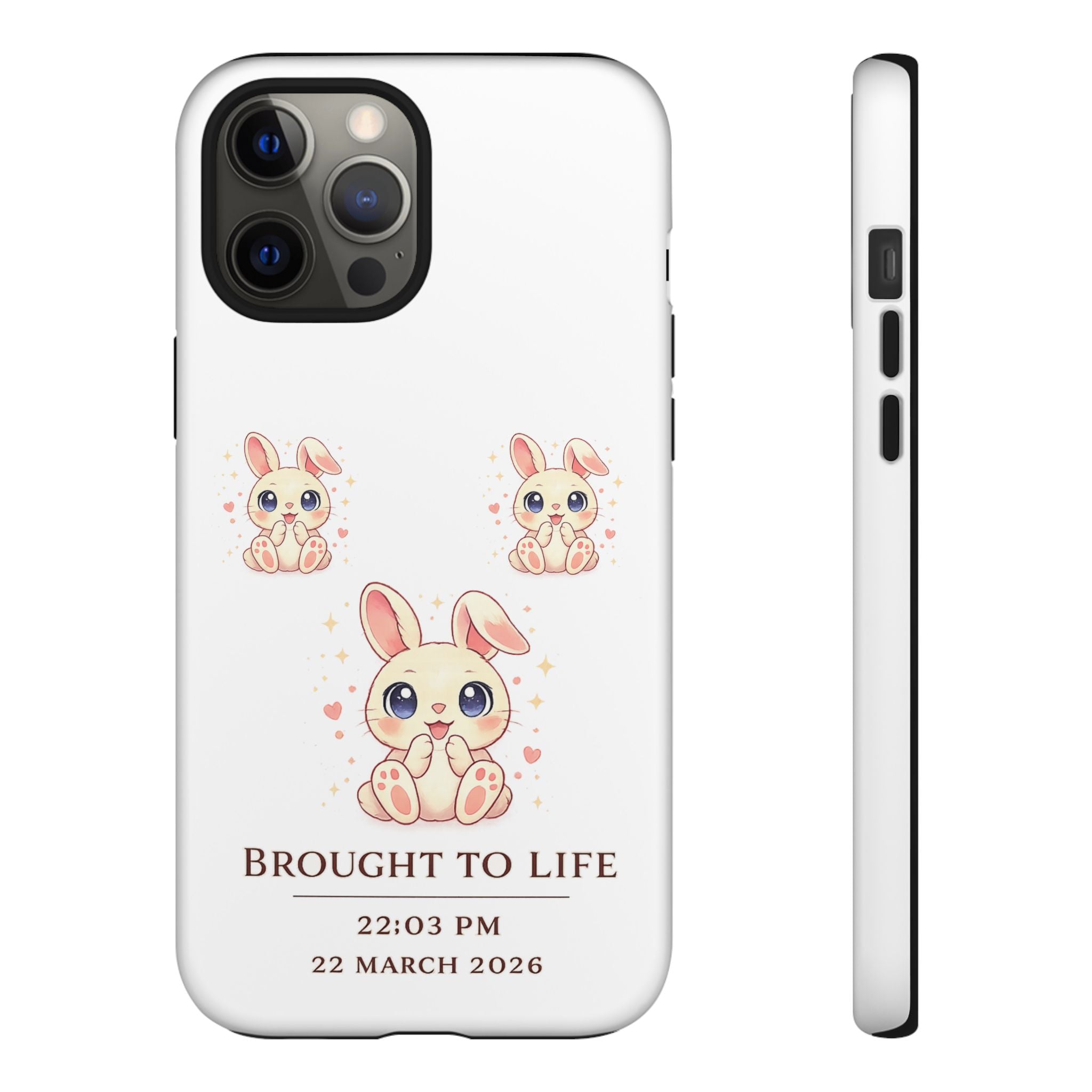 Cute Bunny Nursery Birth Announcement Phone Case | Personalized Name, Date & Time