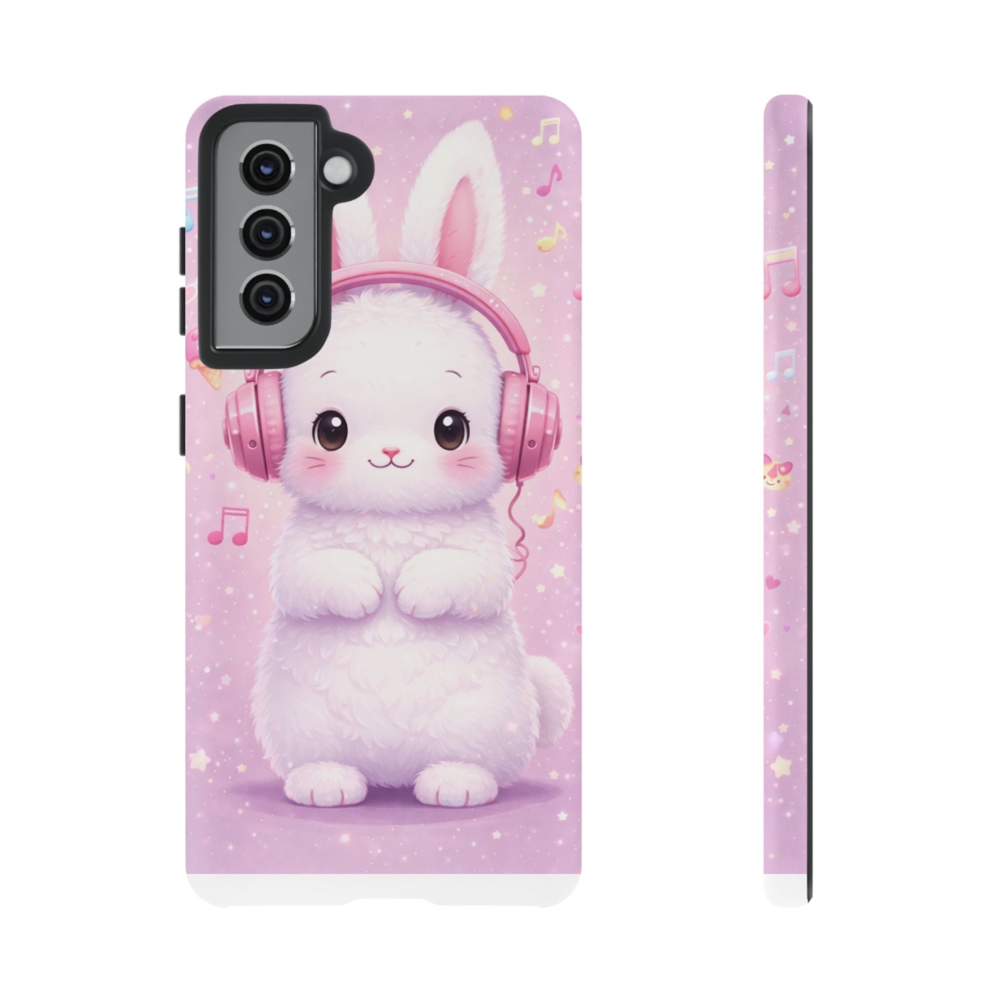 Pastel Bunny with Pink Headphones Phone Case | Dual-Layer Protective Case