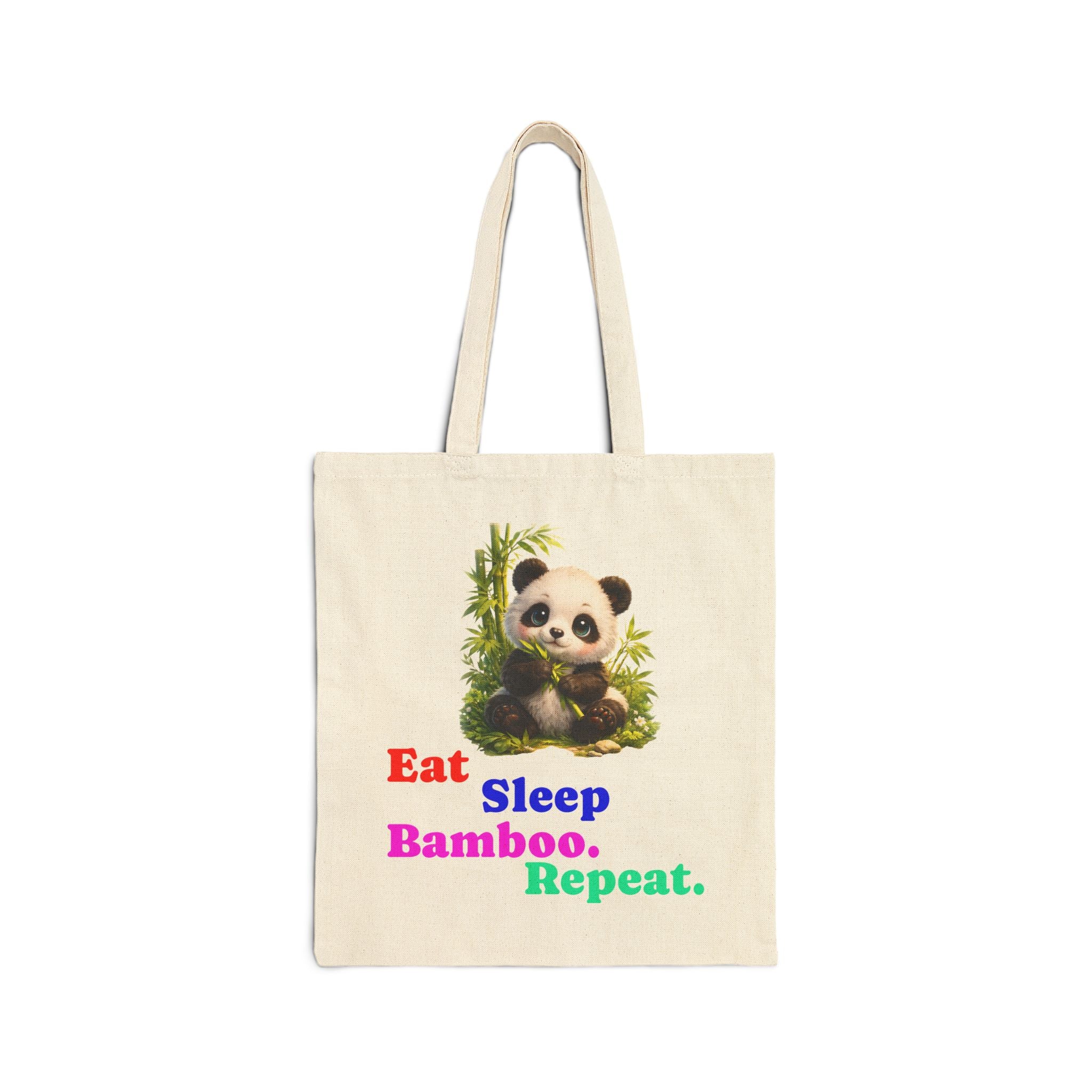 Eat Sleep Bamboo Repeat Panda Tote Bag | Cute Panda Illustration