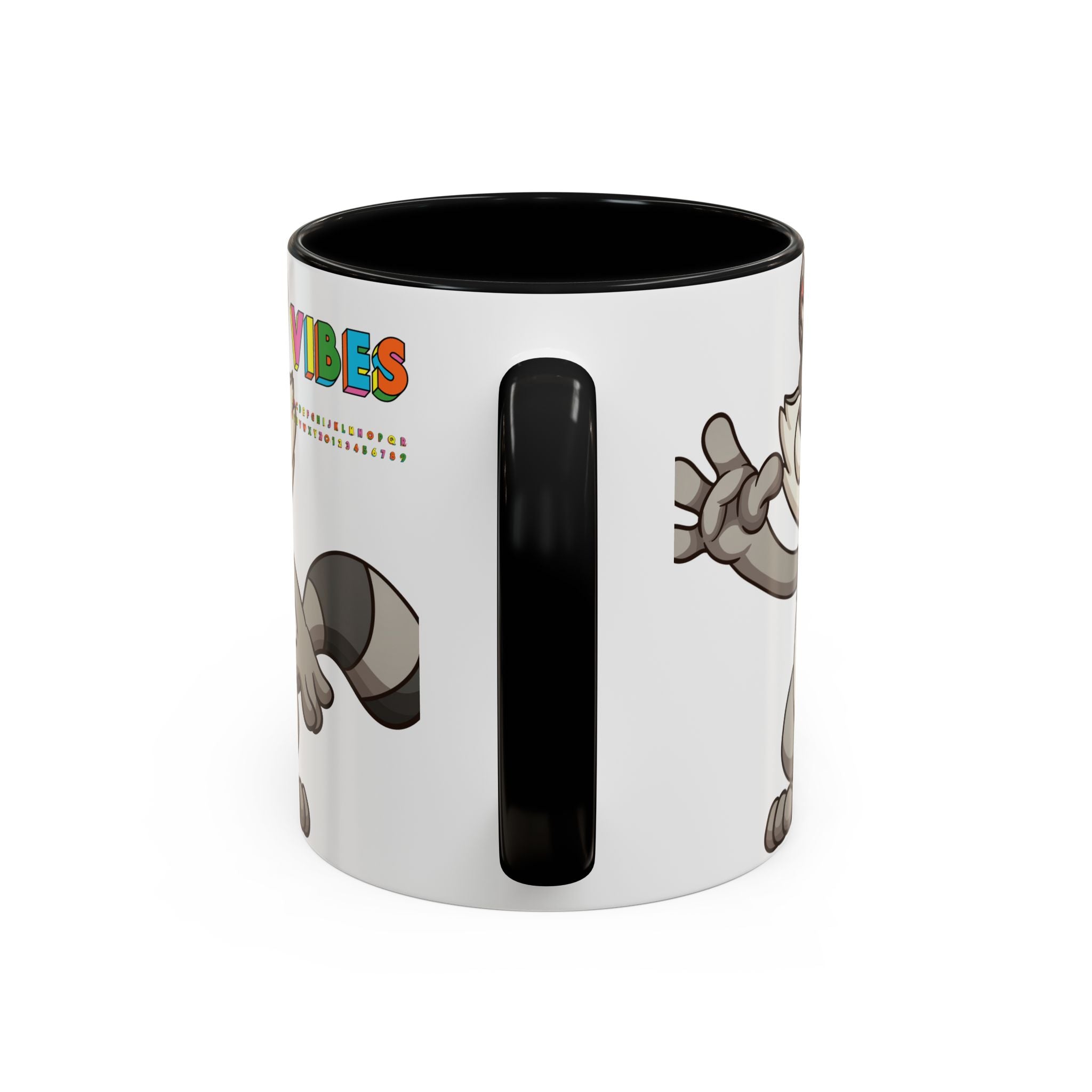 Raccoon VIBES Mug 11oz 15oz | Color Interior Handle Ceramic Coffee Cup