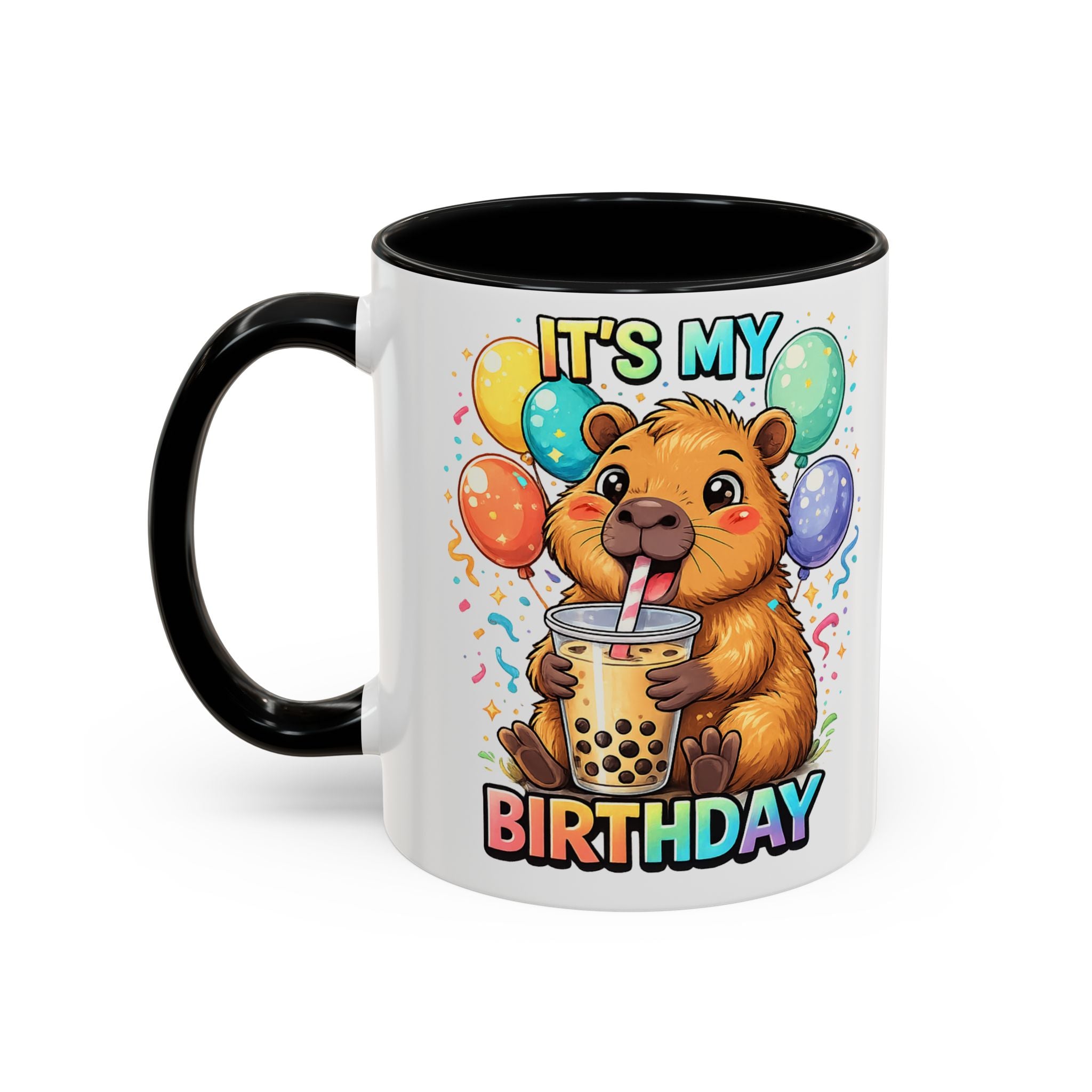 Cute Bear Drinking Bubble Tea It's My Birthday Mug | Accent Coffee Mug
