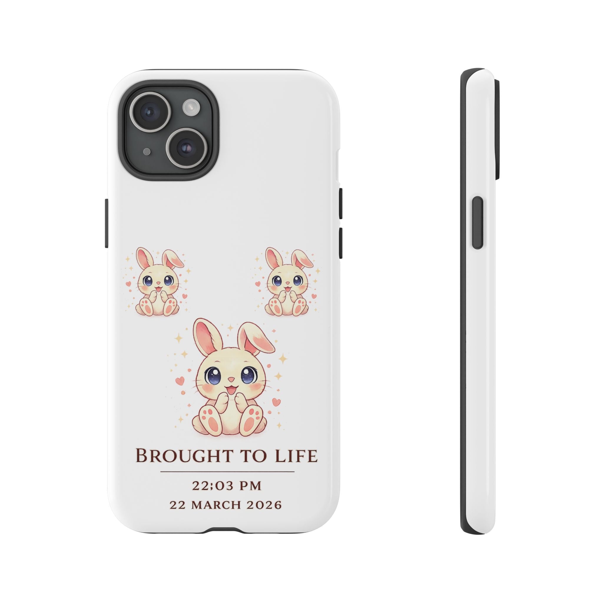 Cute Bunny Nursery Birth Announcement Phone Case | Personalized Name, Date & Time