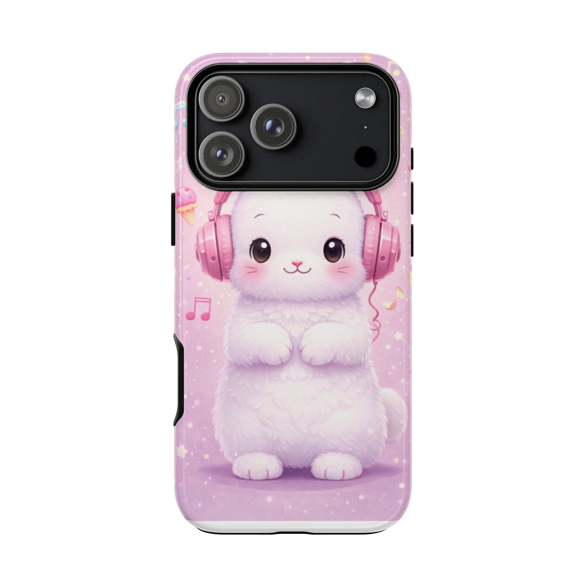Pastel Bunny with Pink Headphones Phone Case | Dual-Layer Protective Case