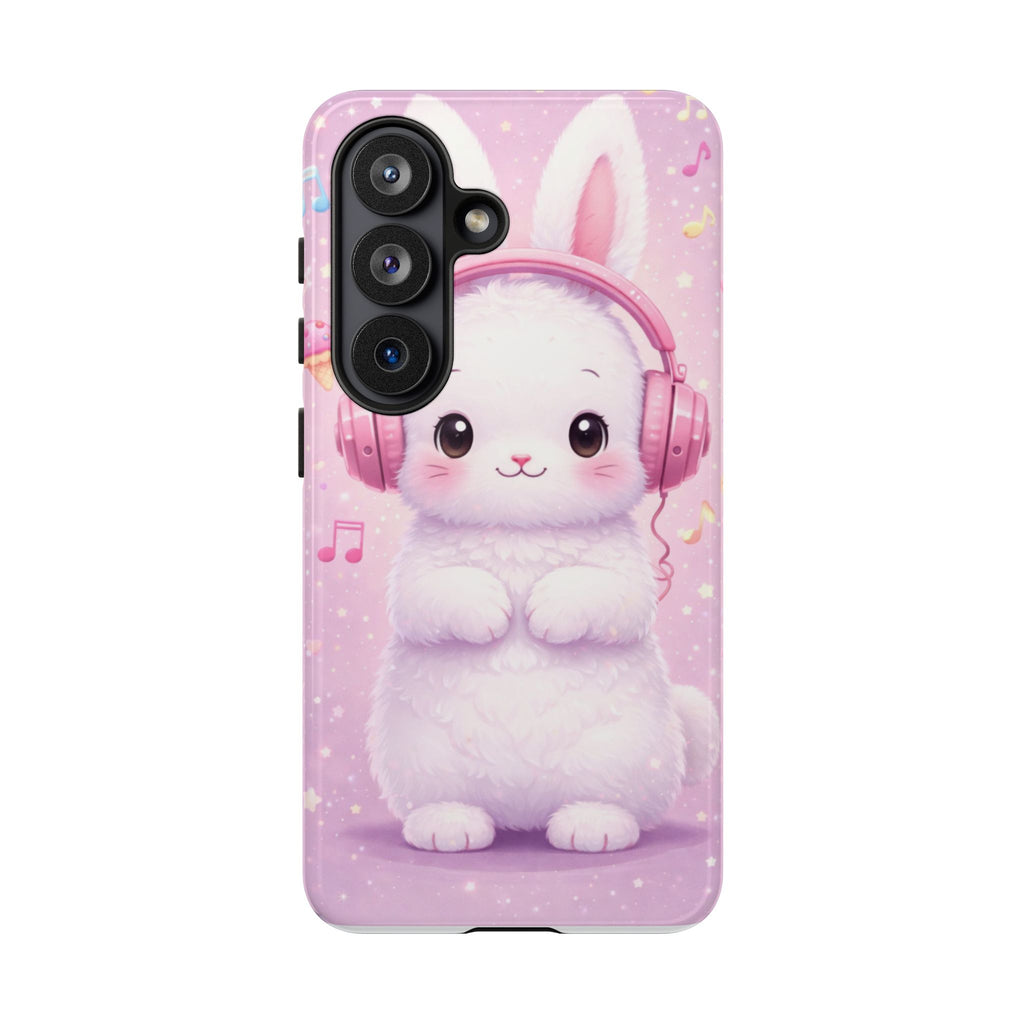 Pastel Bunny with Pink Headphones Phone Case | Dual-Layer Protective Case