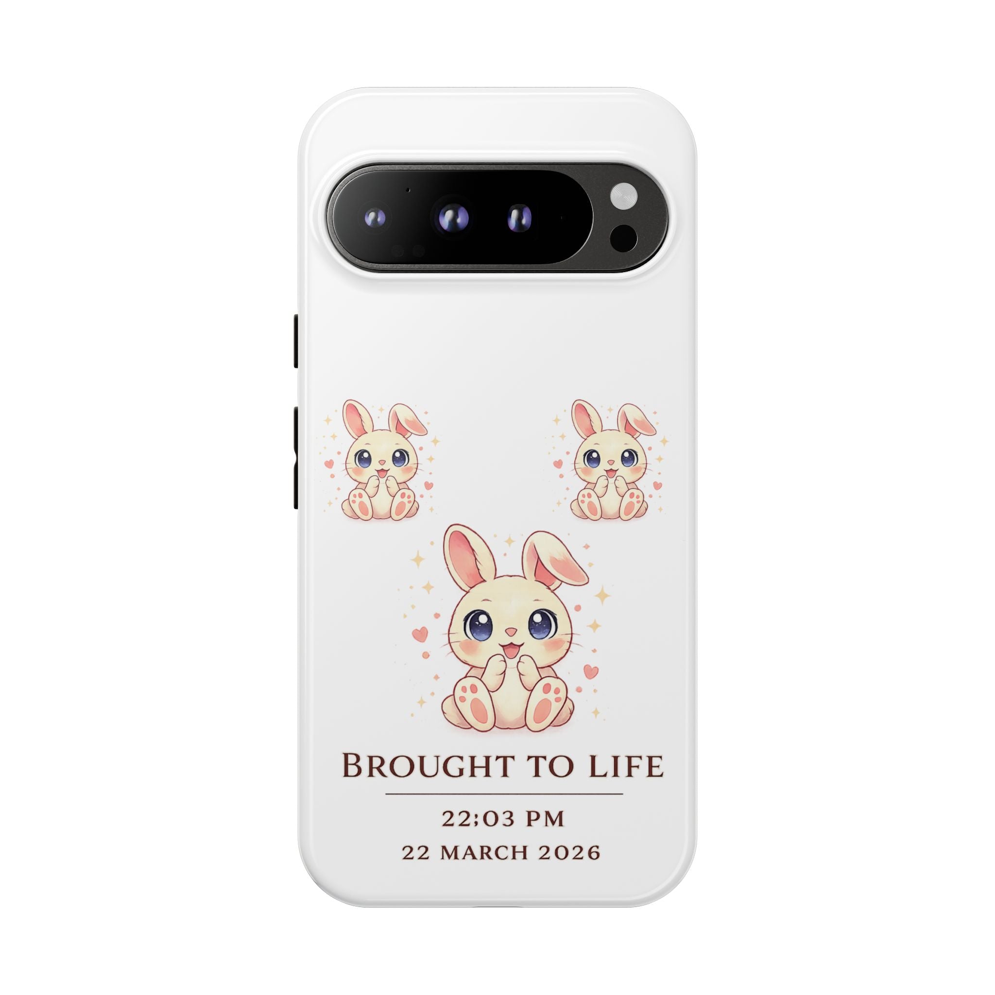 Cute Bunny Nursery Birth Announcement Phone Case | Personalized Name, Date & Time